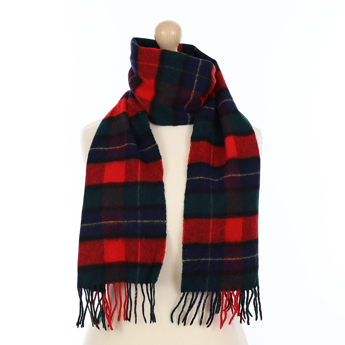 Scarlet Red and Green Tartan Cashmere Woven Scarf