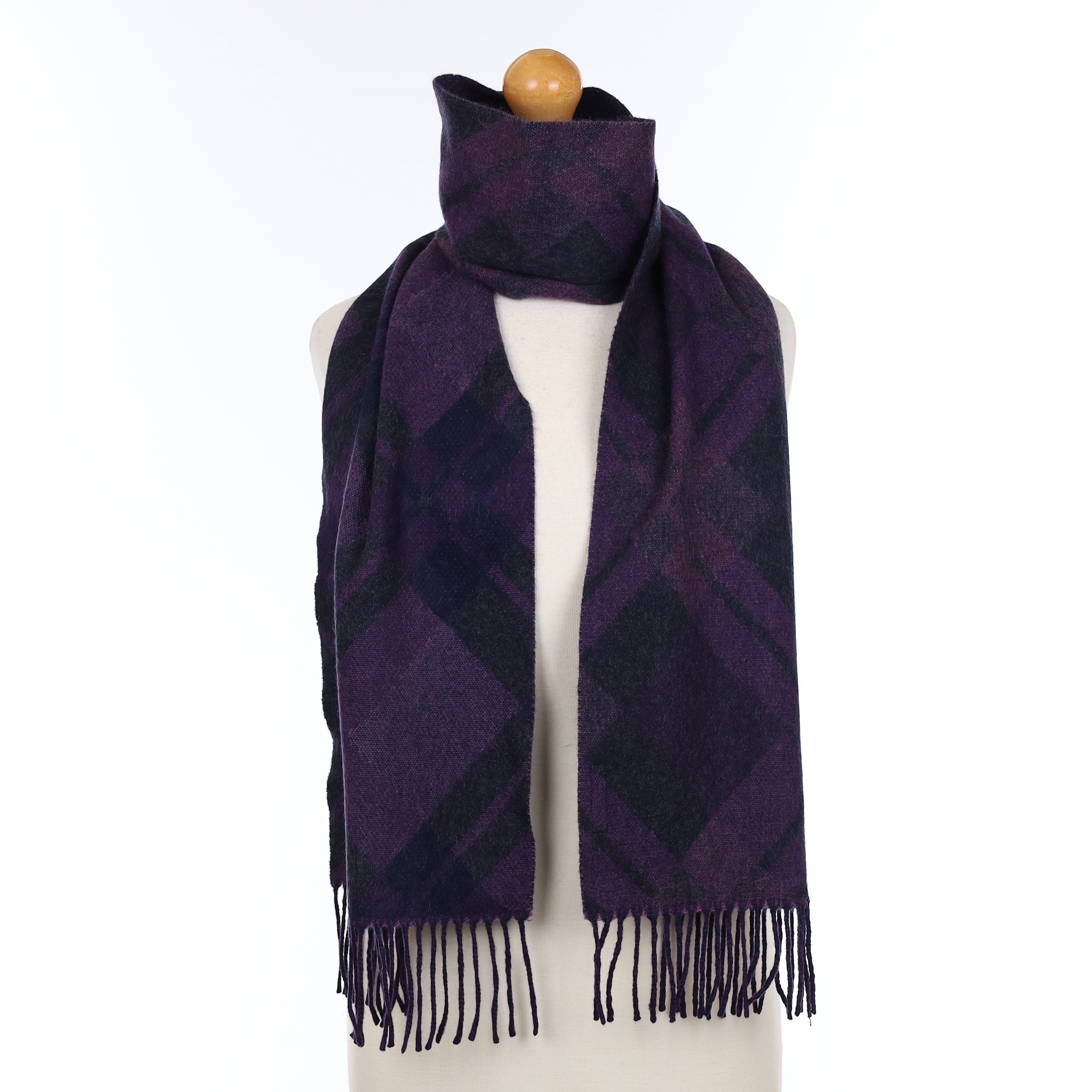 Deep Purple Patterned Cashmere Woven Scarf