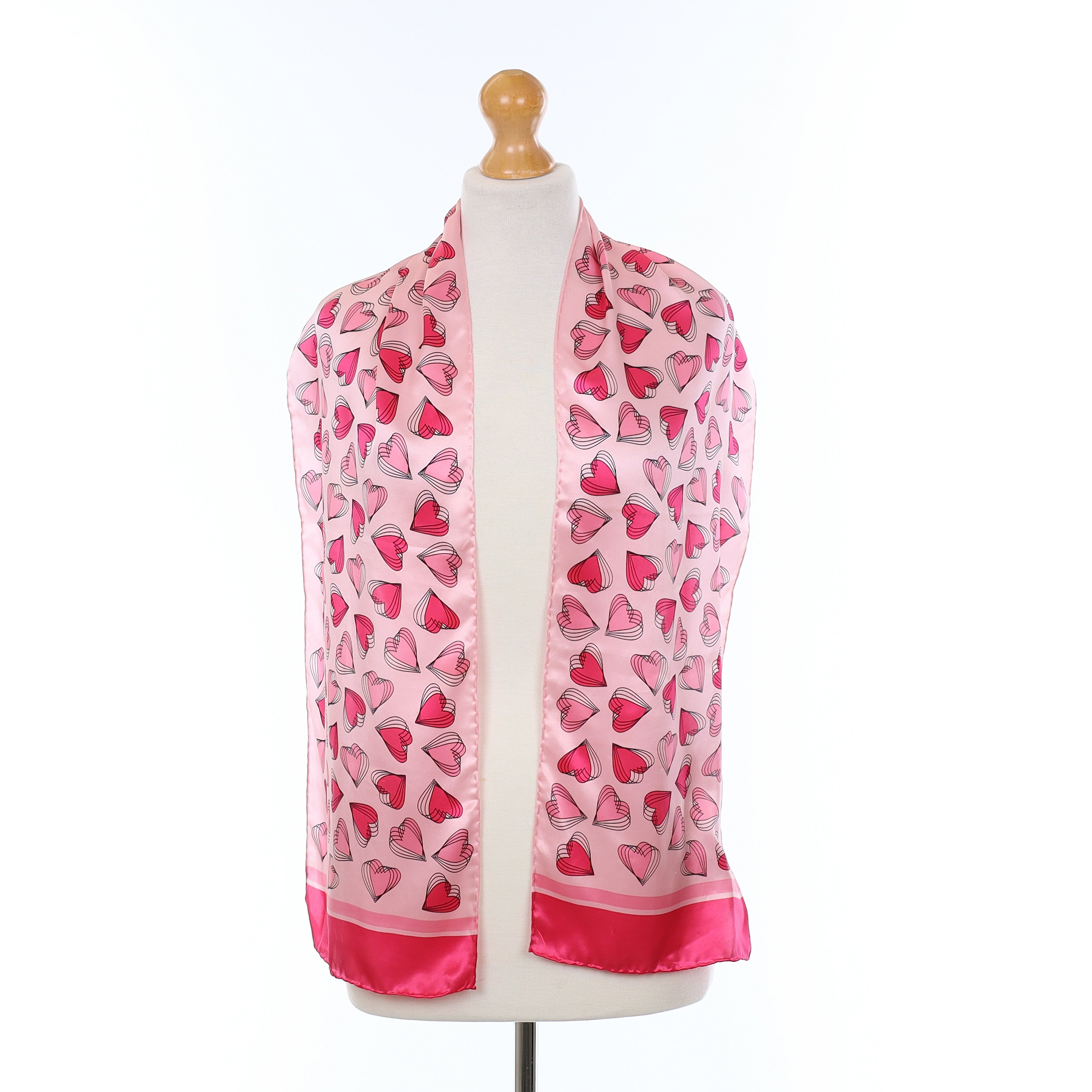 Pink Love Heart Silk Scarf