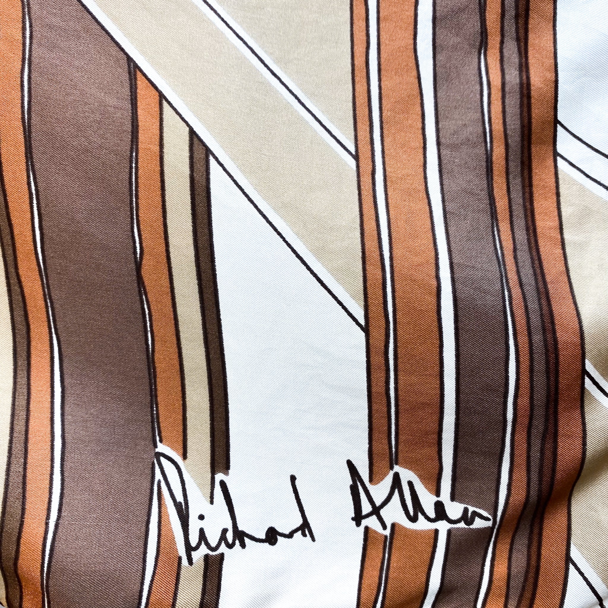 1970s Richard Allan Geometric Vintage Silk Scarf