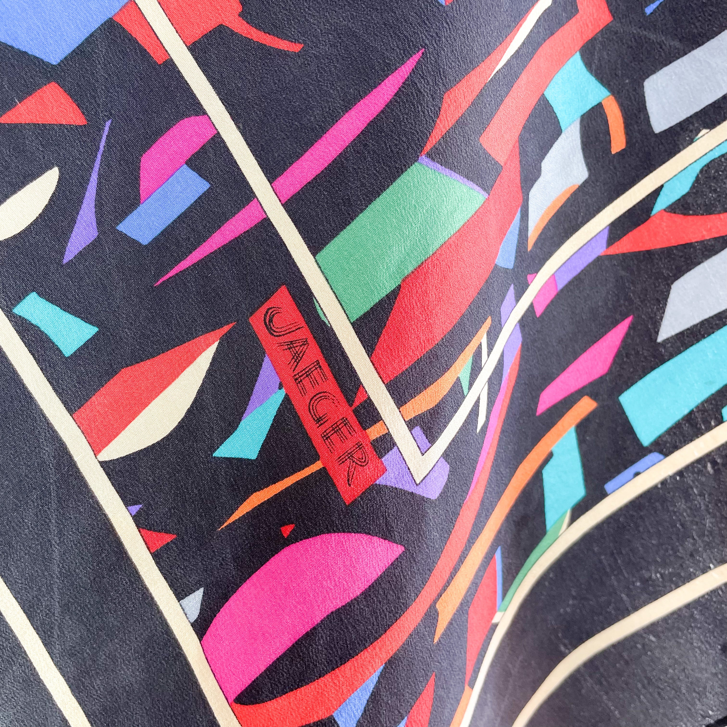 Jaeger Colourful Silk Crêpe Vintage Scarf