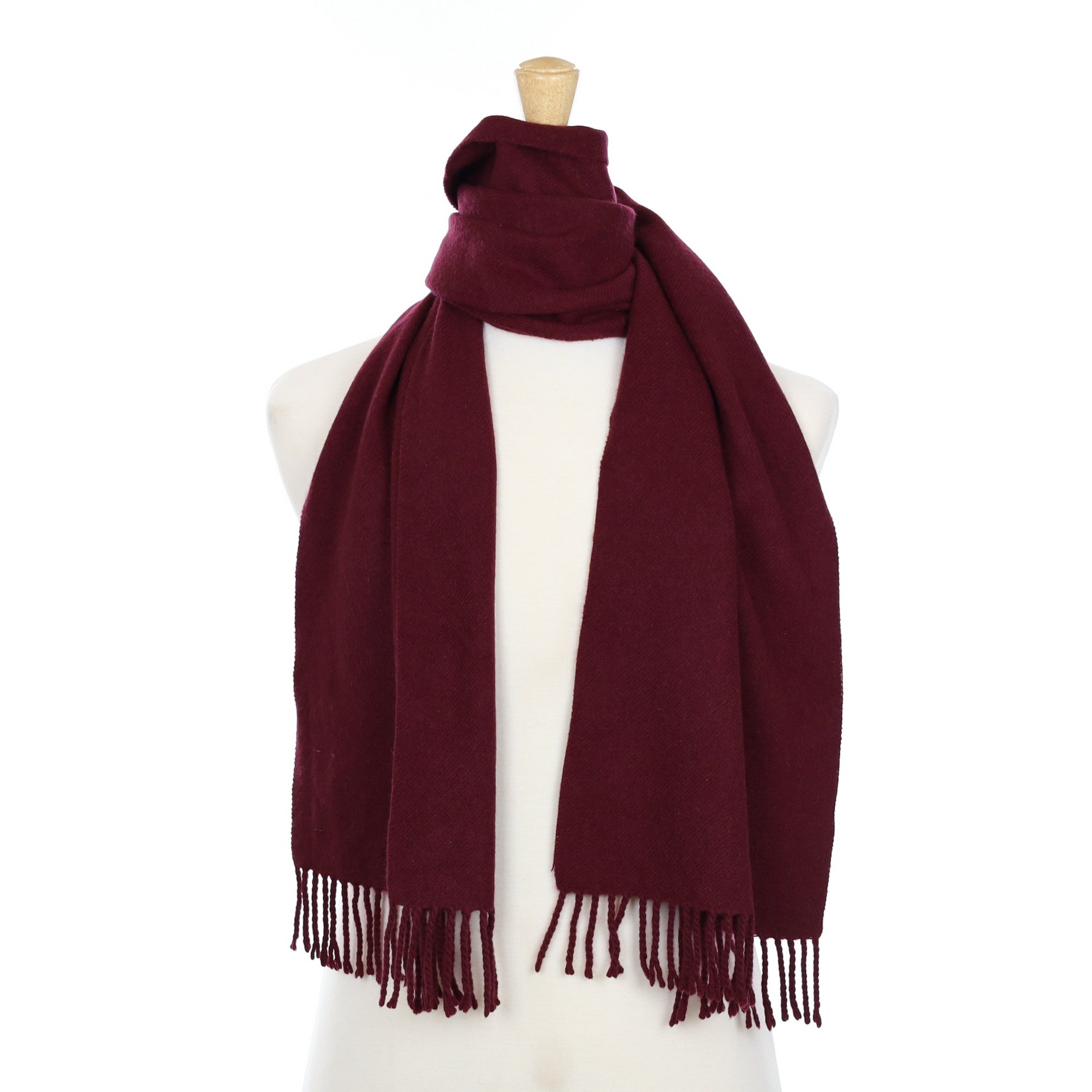 Mulberry Purple Cashmere Fringed Woven Scarf