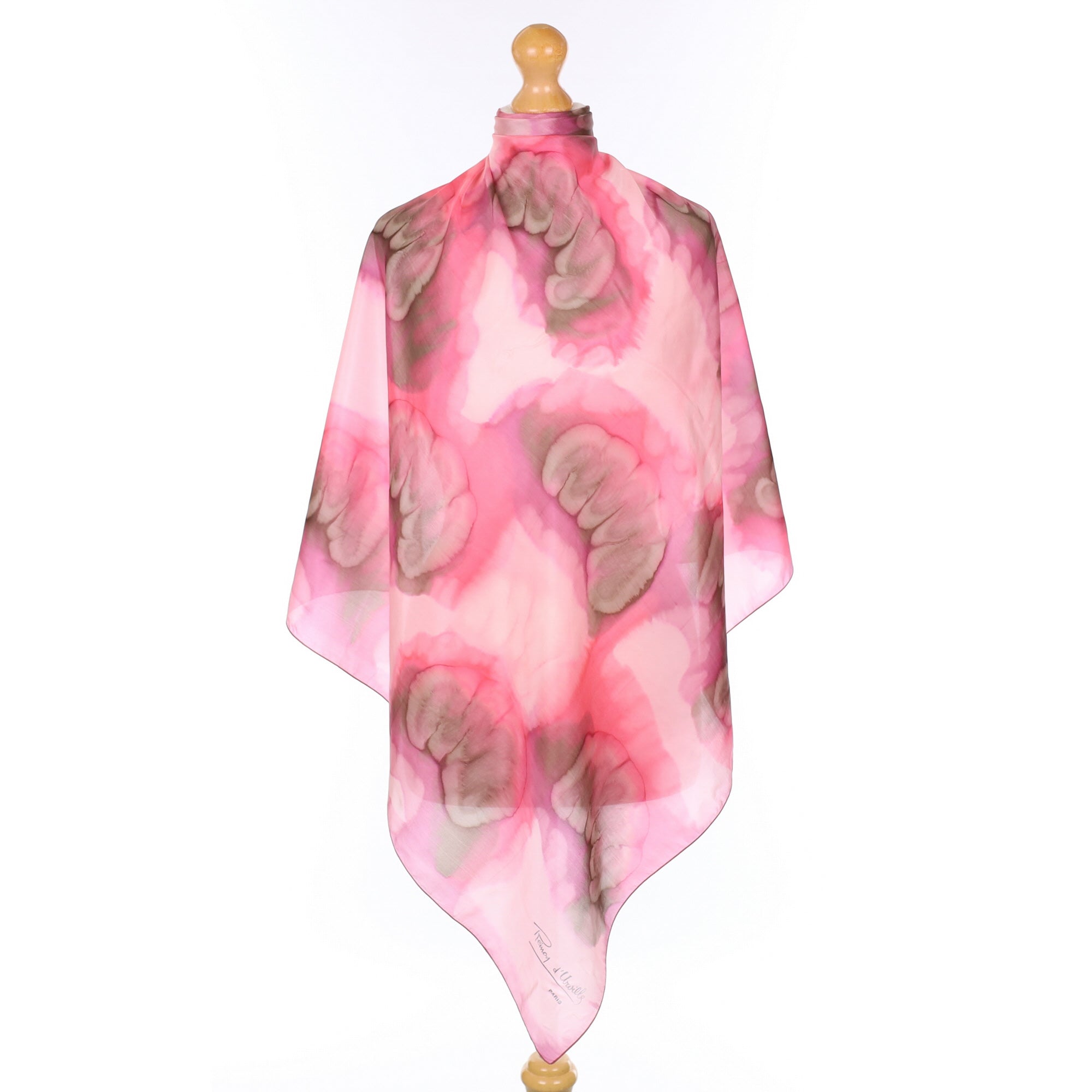 Rémoy D’urville Abstract Pink Vintage Silk Scarf