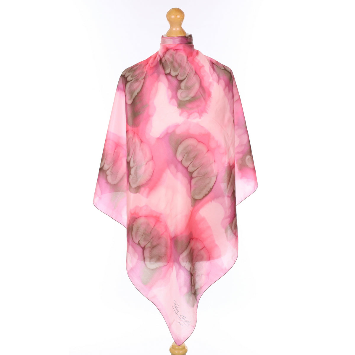 Rémoy D’urville Abstract Pink Vintage Silk Scarf