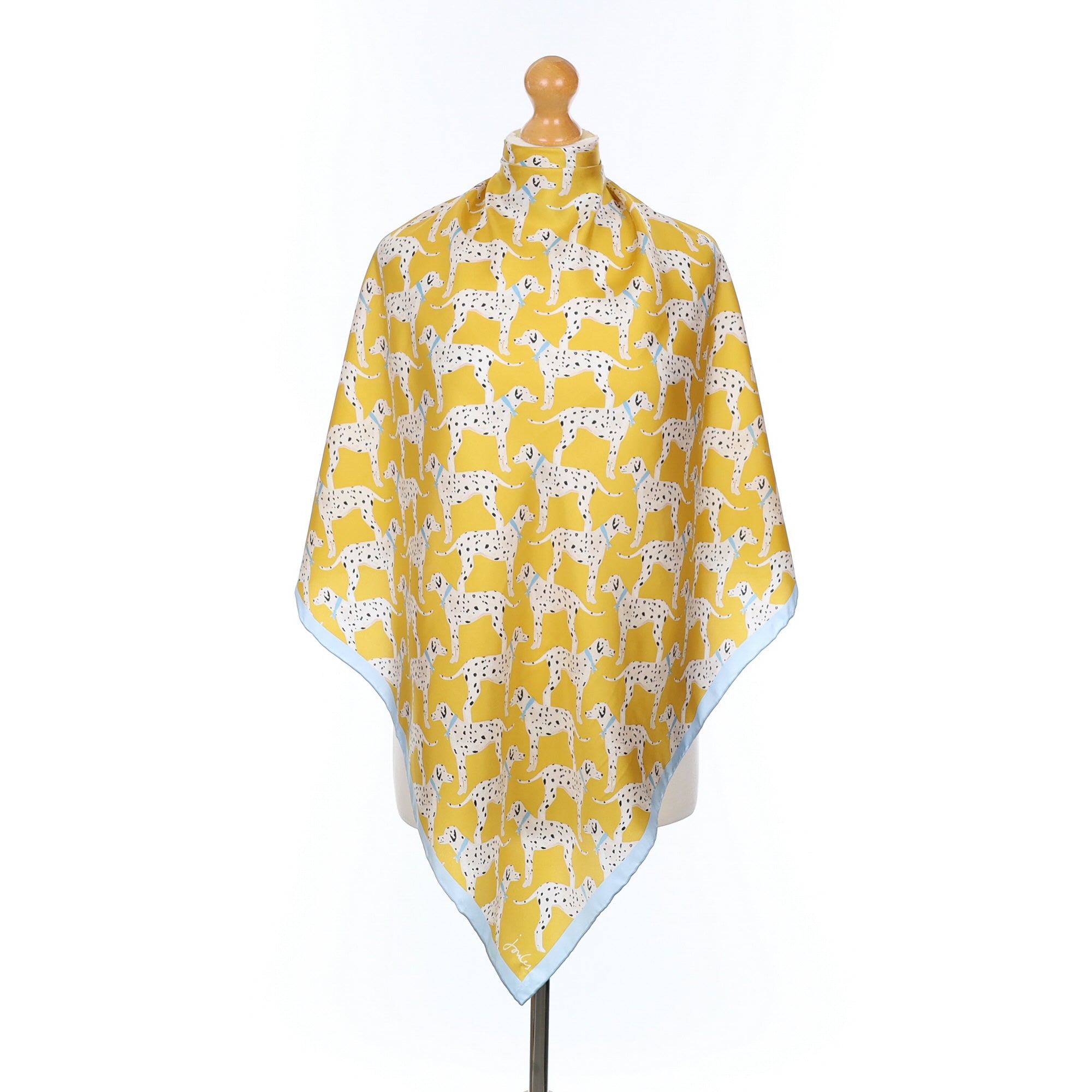 Brand New Joules Yellow Dalmatian Silk Scarf