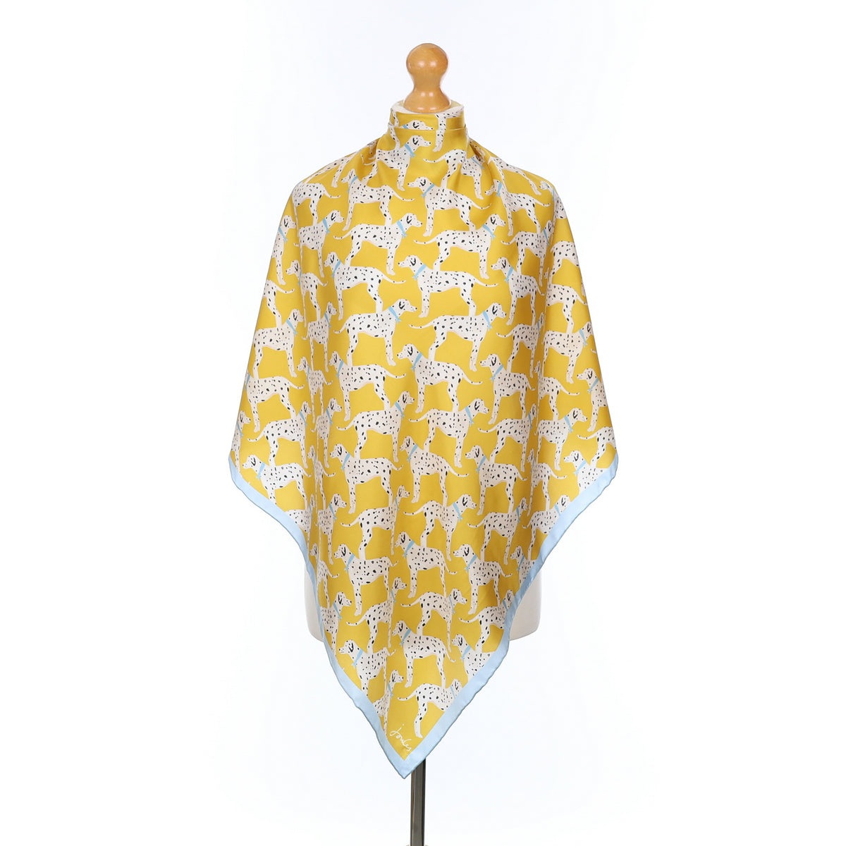 Brand New Joules Yellow Dalmatian Silk Scarf