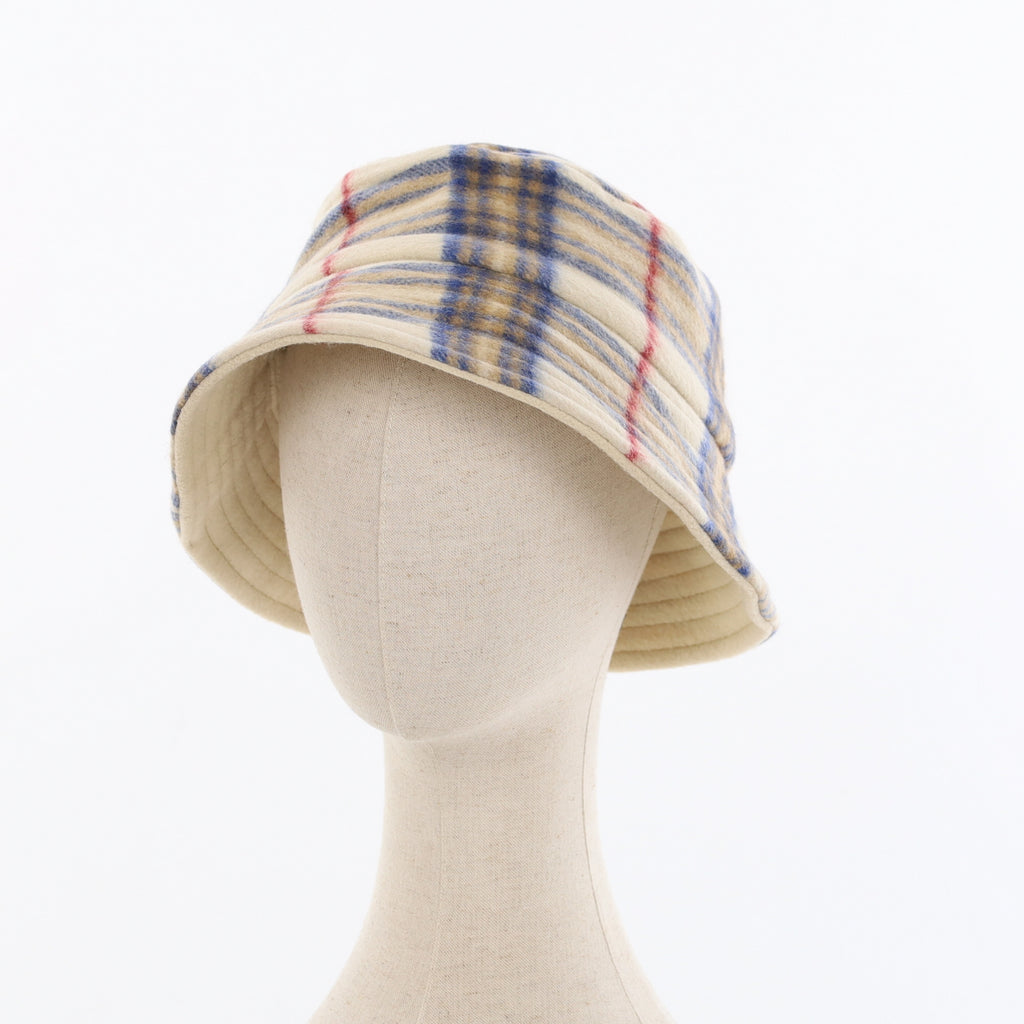 Unisex Ivory Checked Reversible Cashmere Bucket Hat Men’s - M Women’s - L