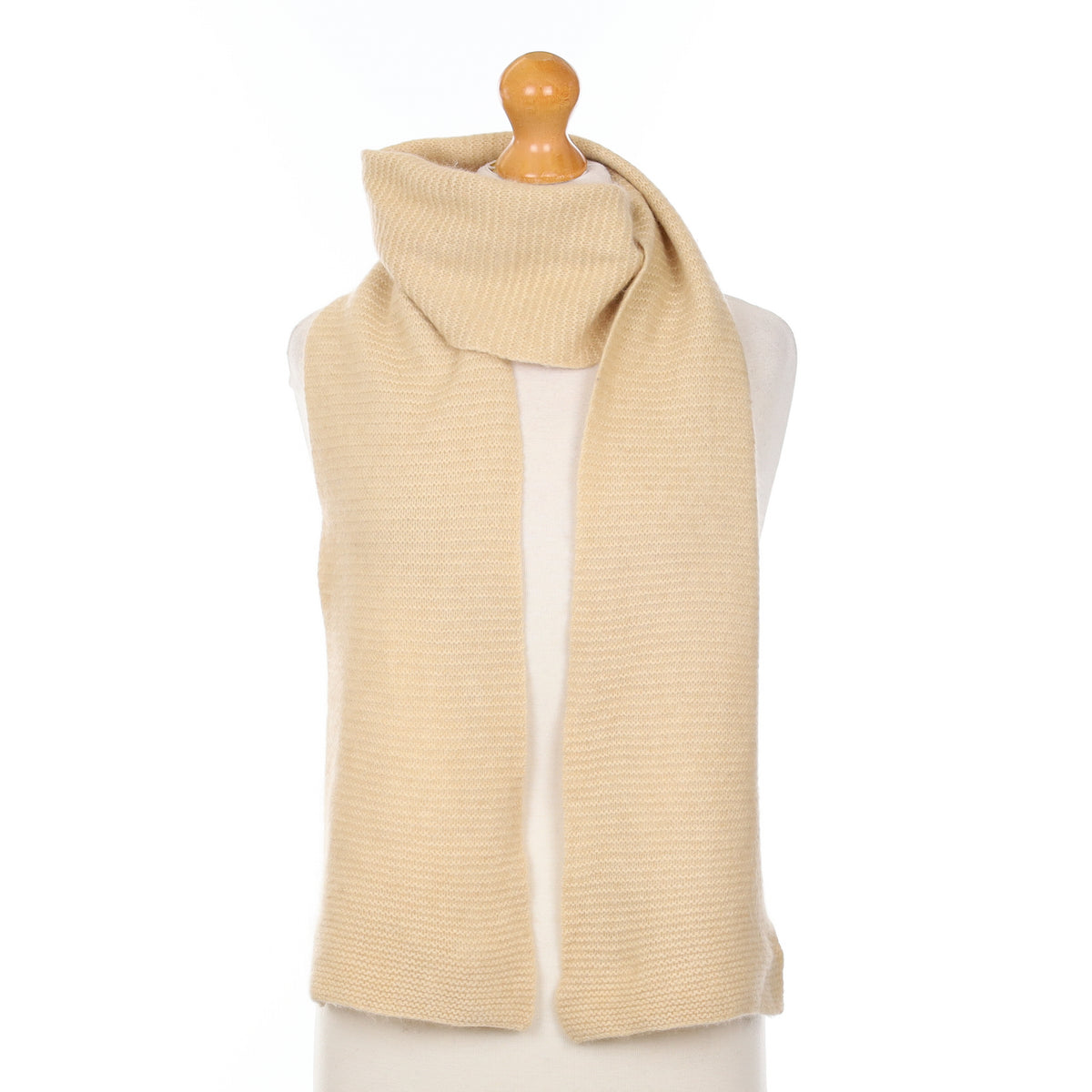 Beige Cashmere Textured Knit Scarf