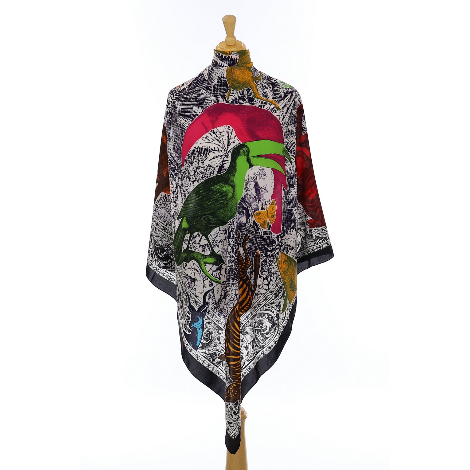 Colourful Wildlife Large Silk Scarf