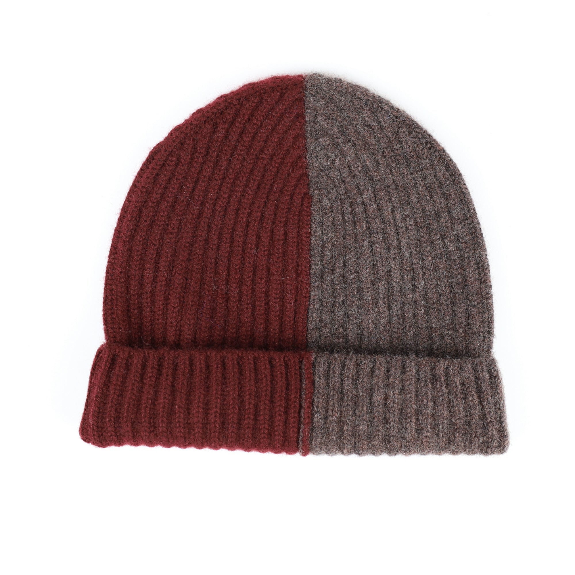 Scottish Burgundy and Mole Luxury Chunky Cashmere Beanie Hat