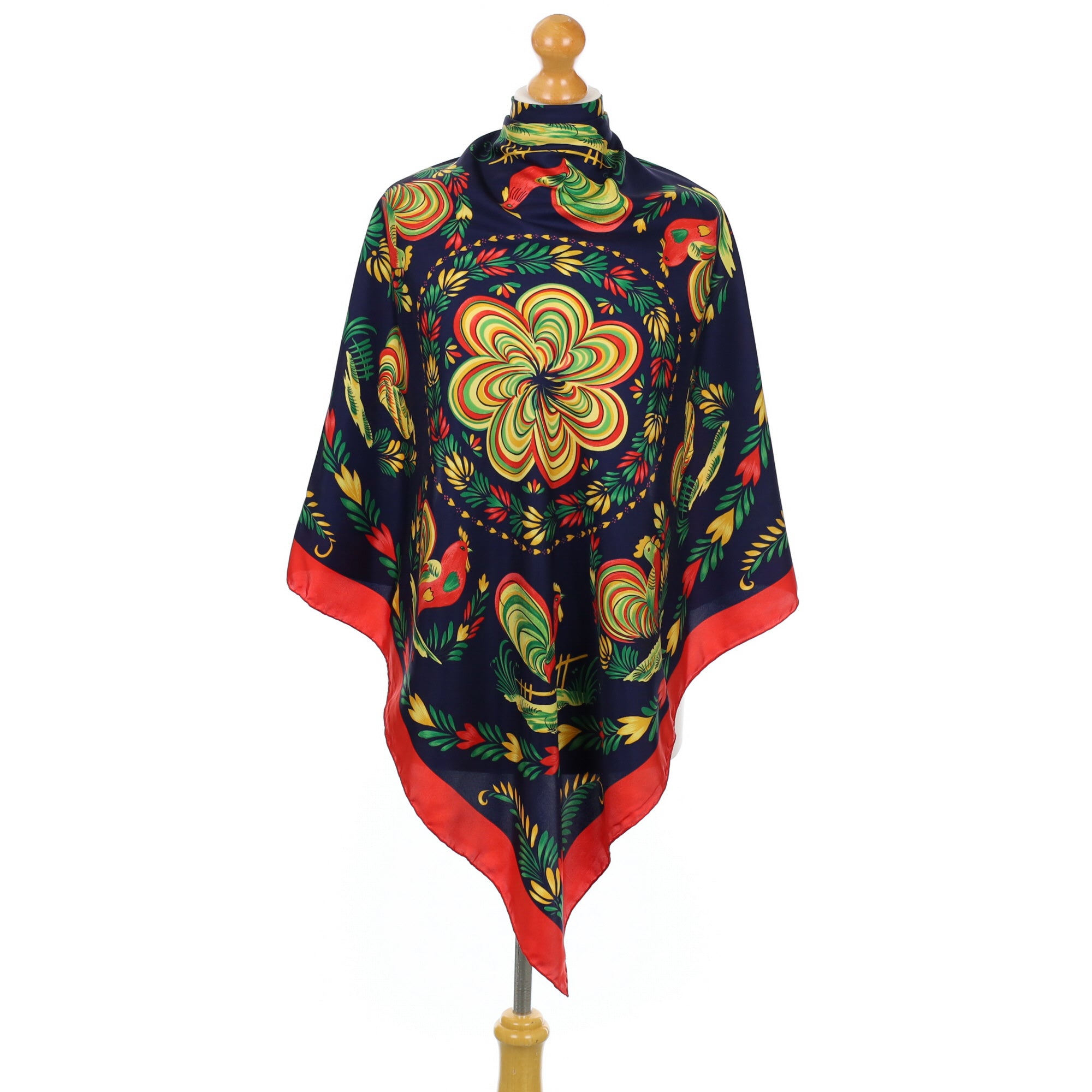 French Cockerel Vintage Silk Scarf