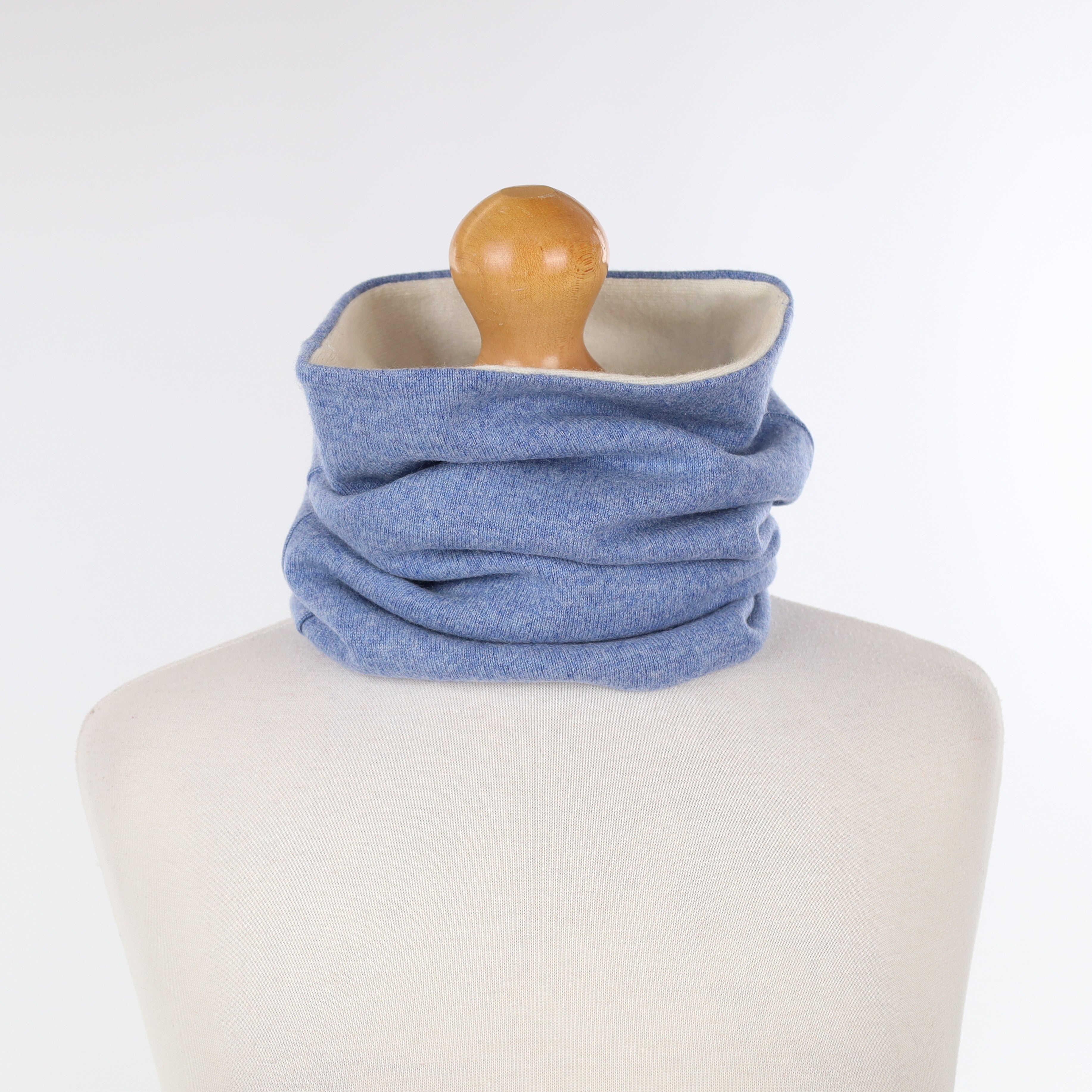 Men’s Pale Blue and Winter White Luxury Double Layered Snood