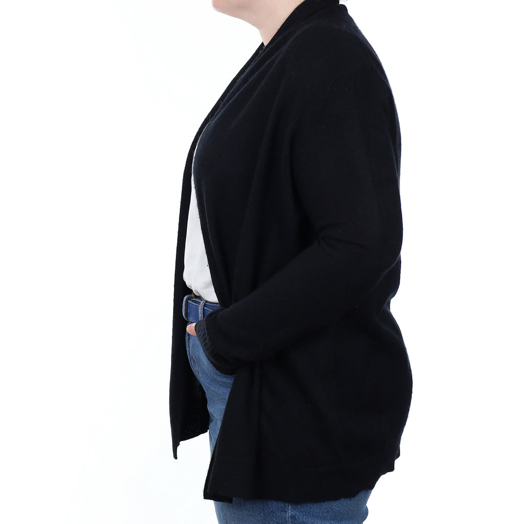 Black Cashmere Edge to Edge Cardigan Large