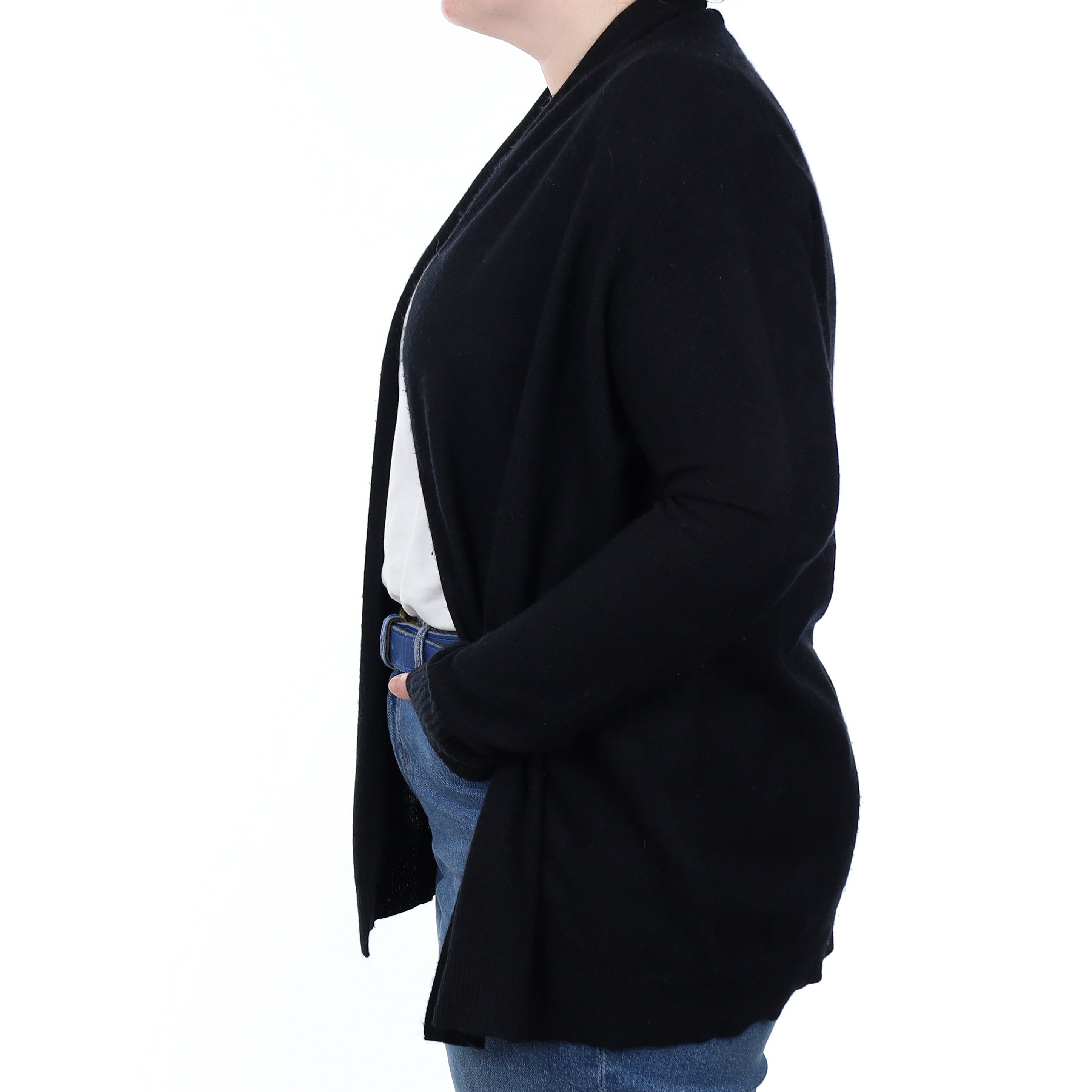 Black Cashmere Edge to Edge Cardigan Large