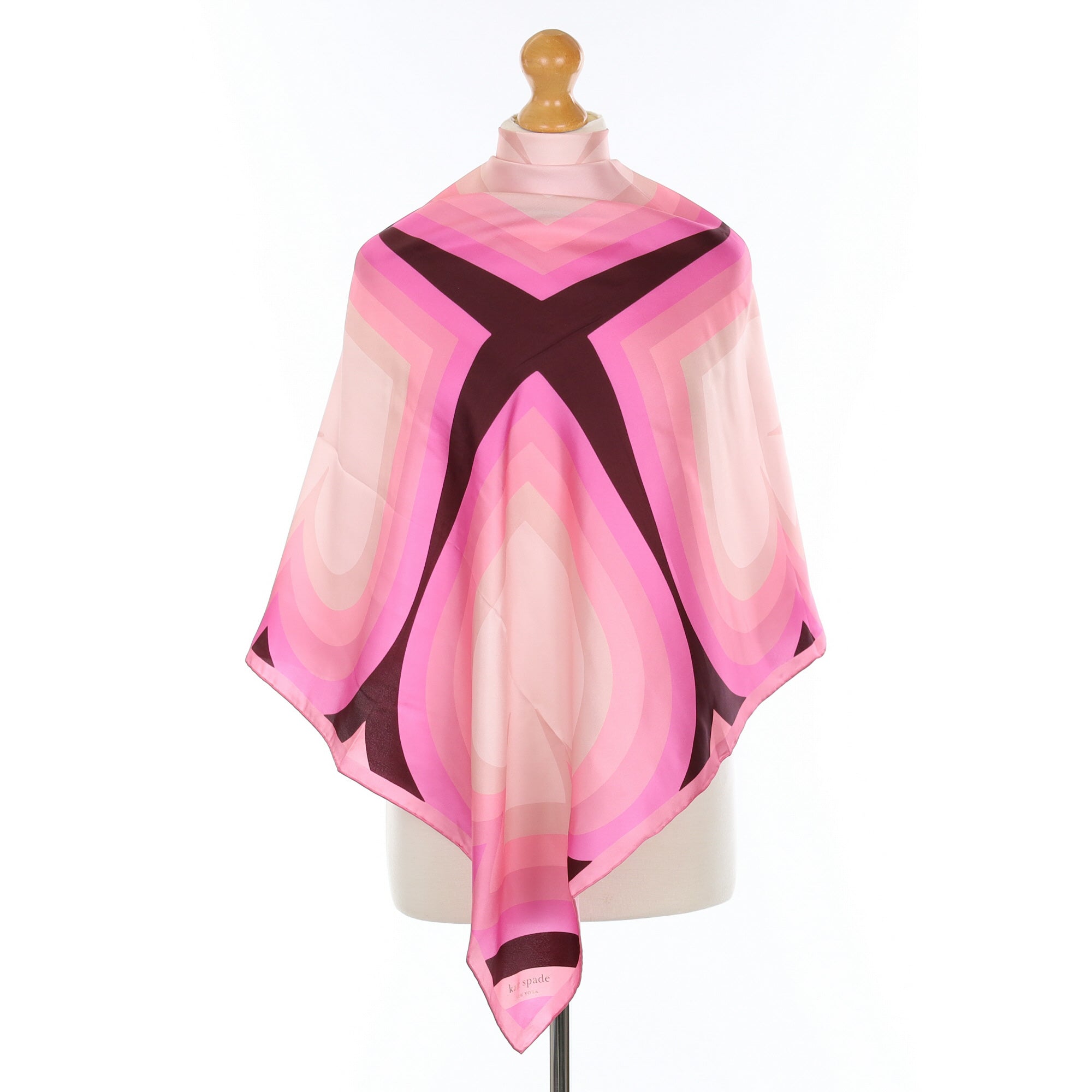 Brand New Kate Spade Pink Abstract Silk Scarf