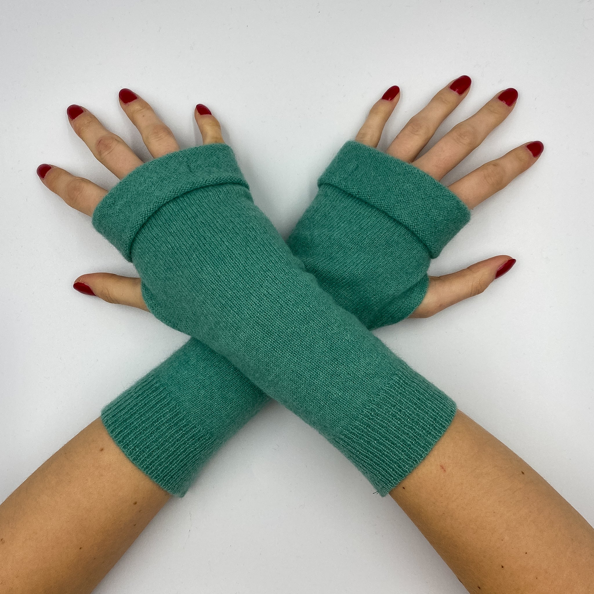 Mediterranean Green Fingerless Gloves