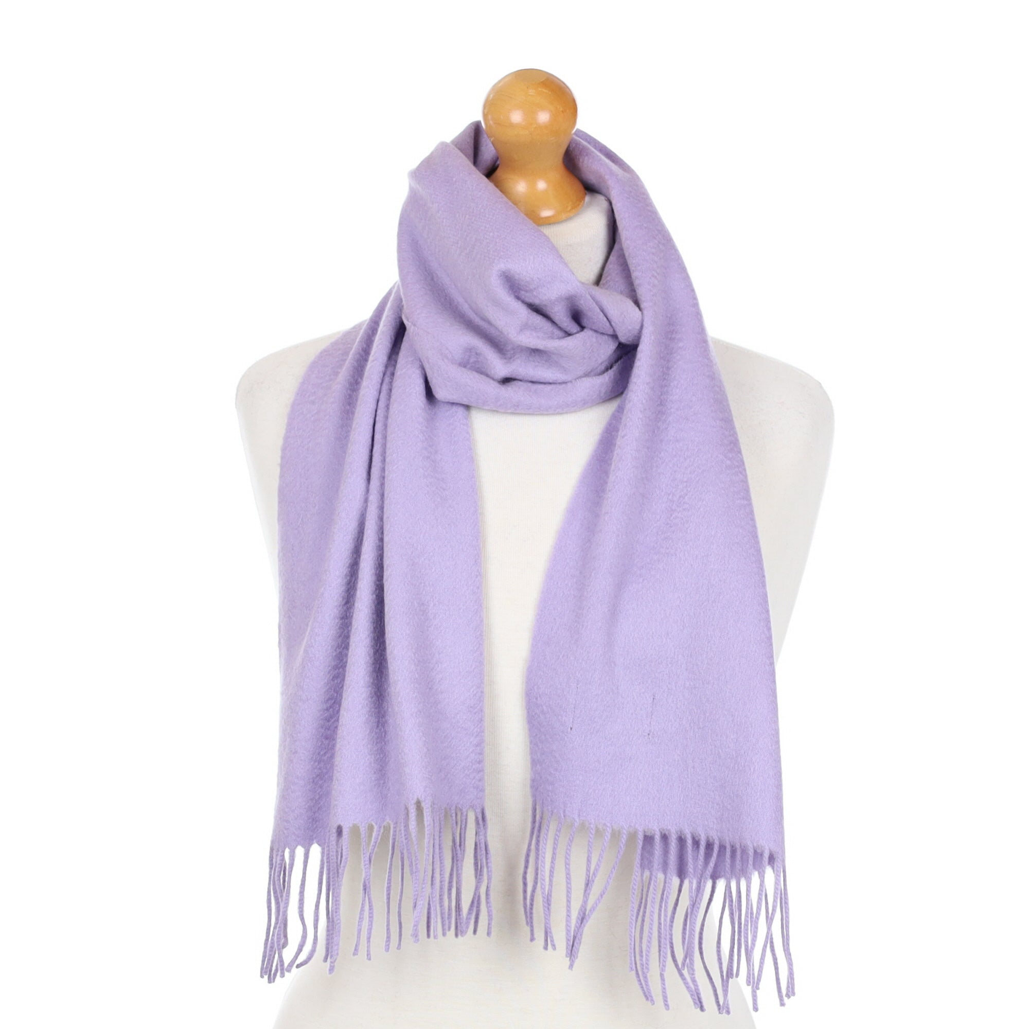 Pale Lavender Cashmere Fringed Woven Scarf