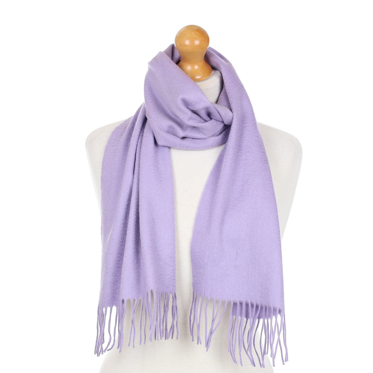 Pale Lavender Cashmere Fringed Woven Scarf