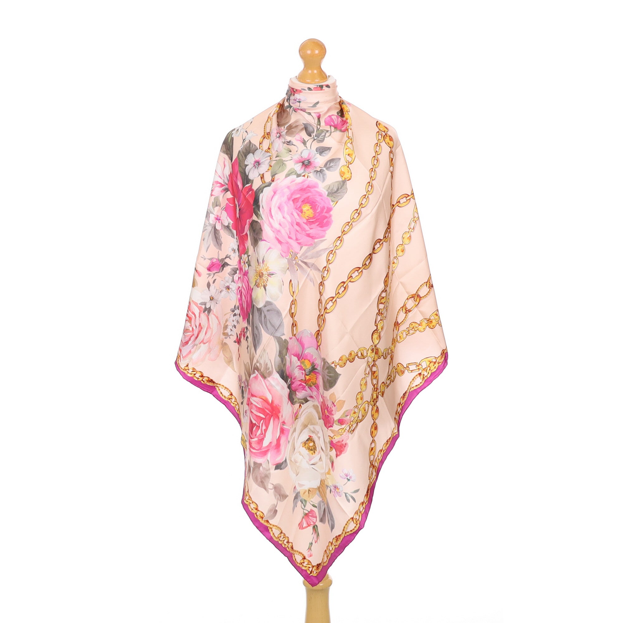 Carlos Ferdinand Pink Floral Silk Scarf