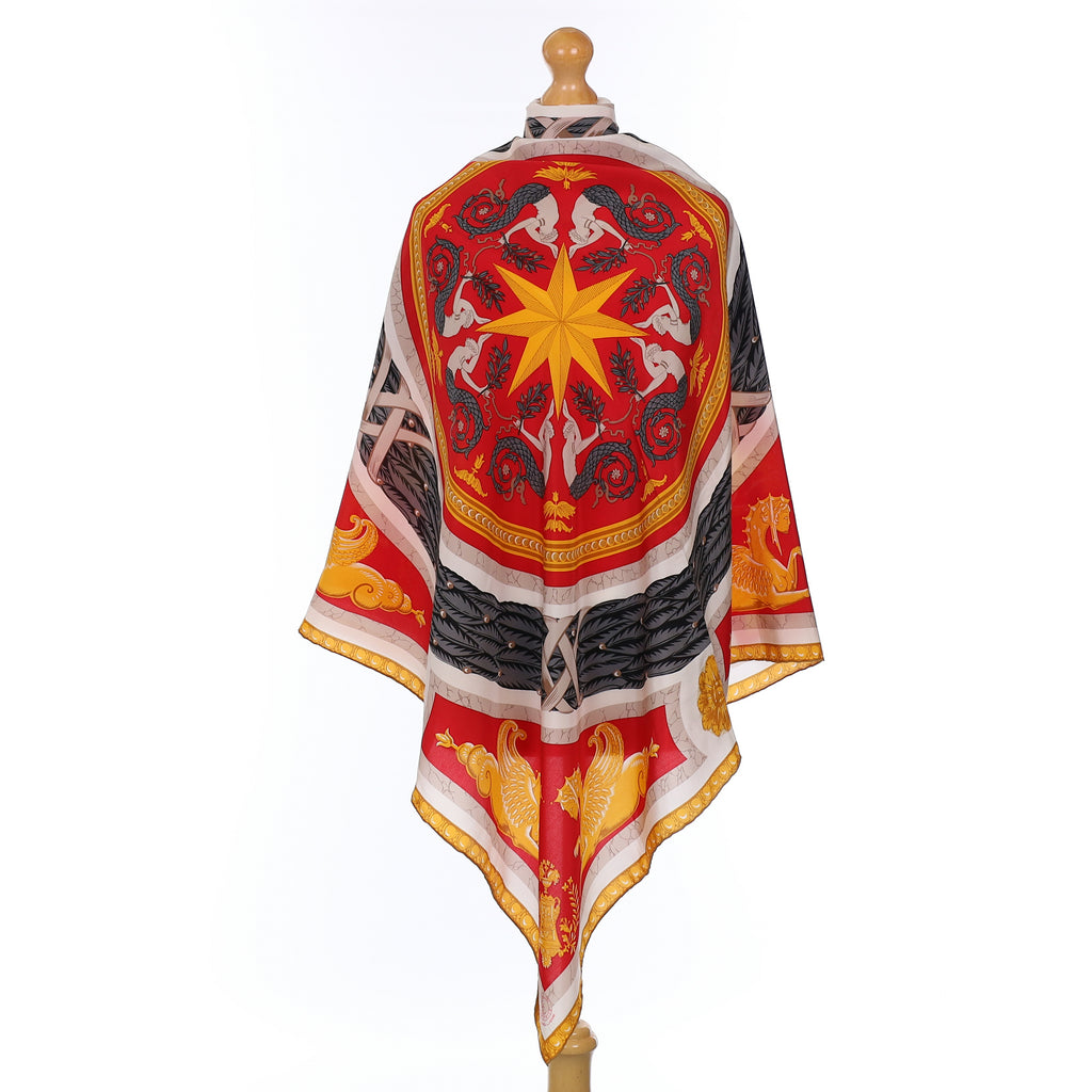 English Eccentrics Red And Gold Baroque Style Silk Scarf
