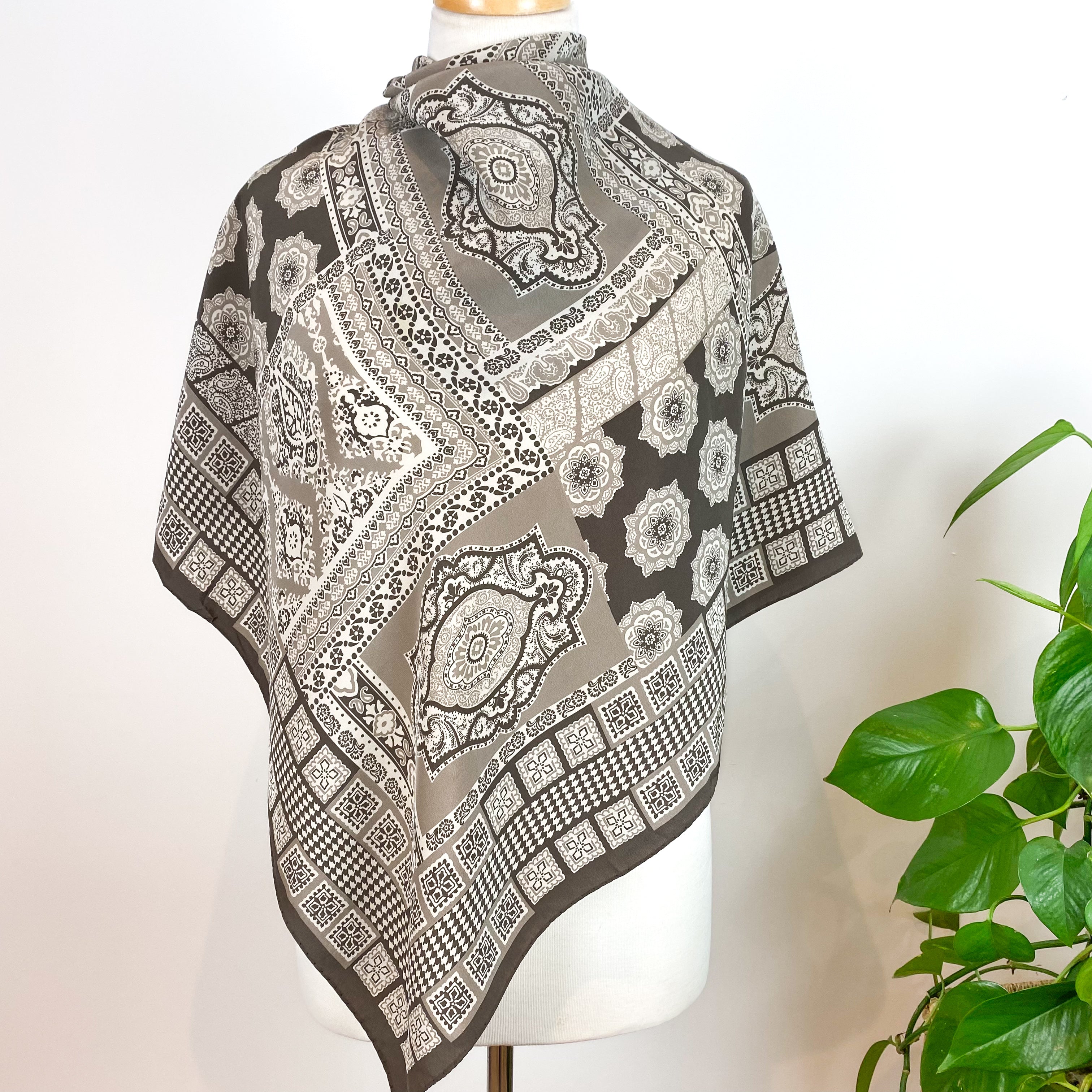 Jaeger Neutral Design Italian Vintage Silk Scarf