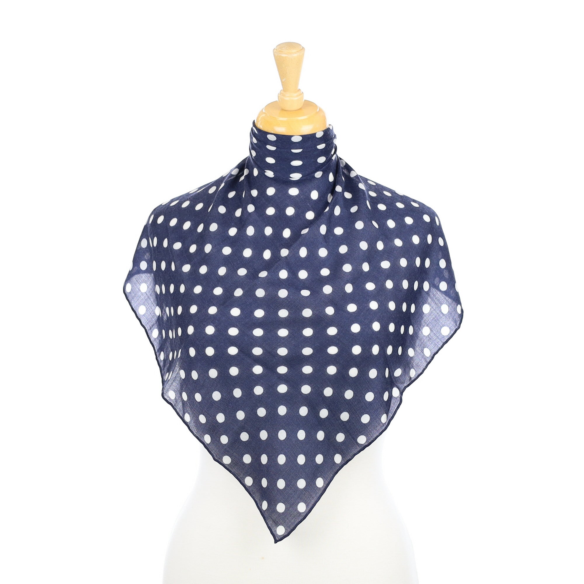 Begg & Co Navy and White Spotty Hanover Square Cashmere Scarf
