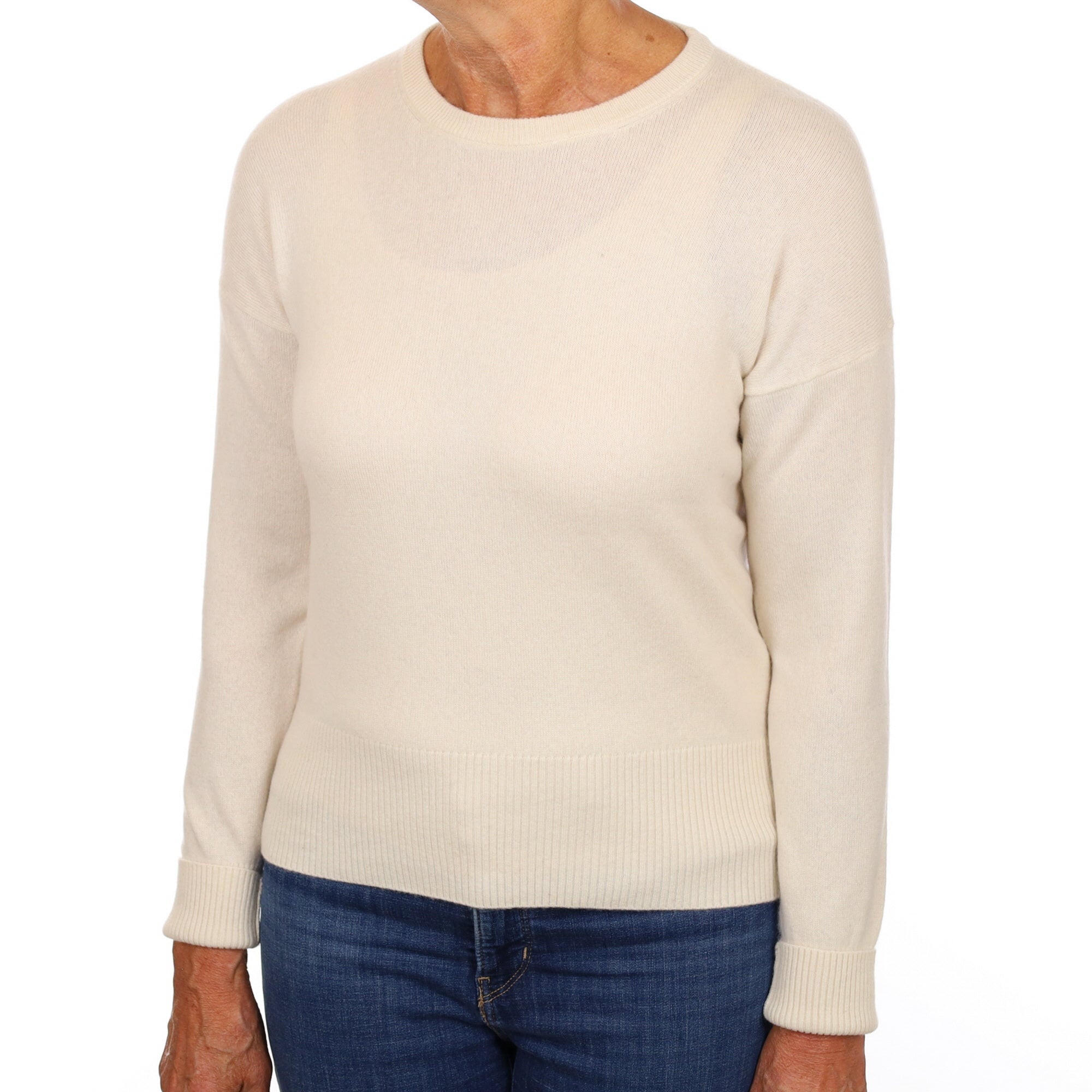 Vanilla Cream Cashmere Crew Neck Jumper Small
