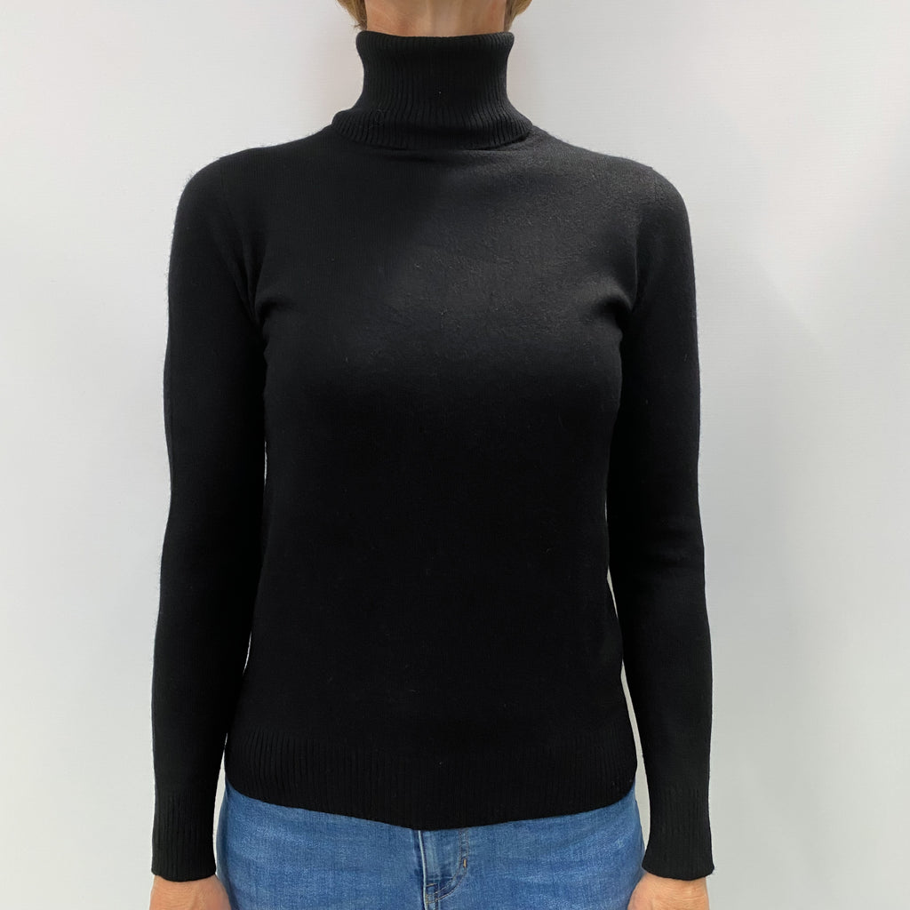 Black Cashmere Polo Neck Jumper Small