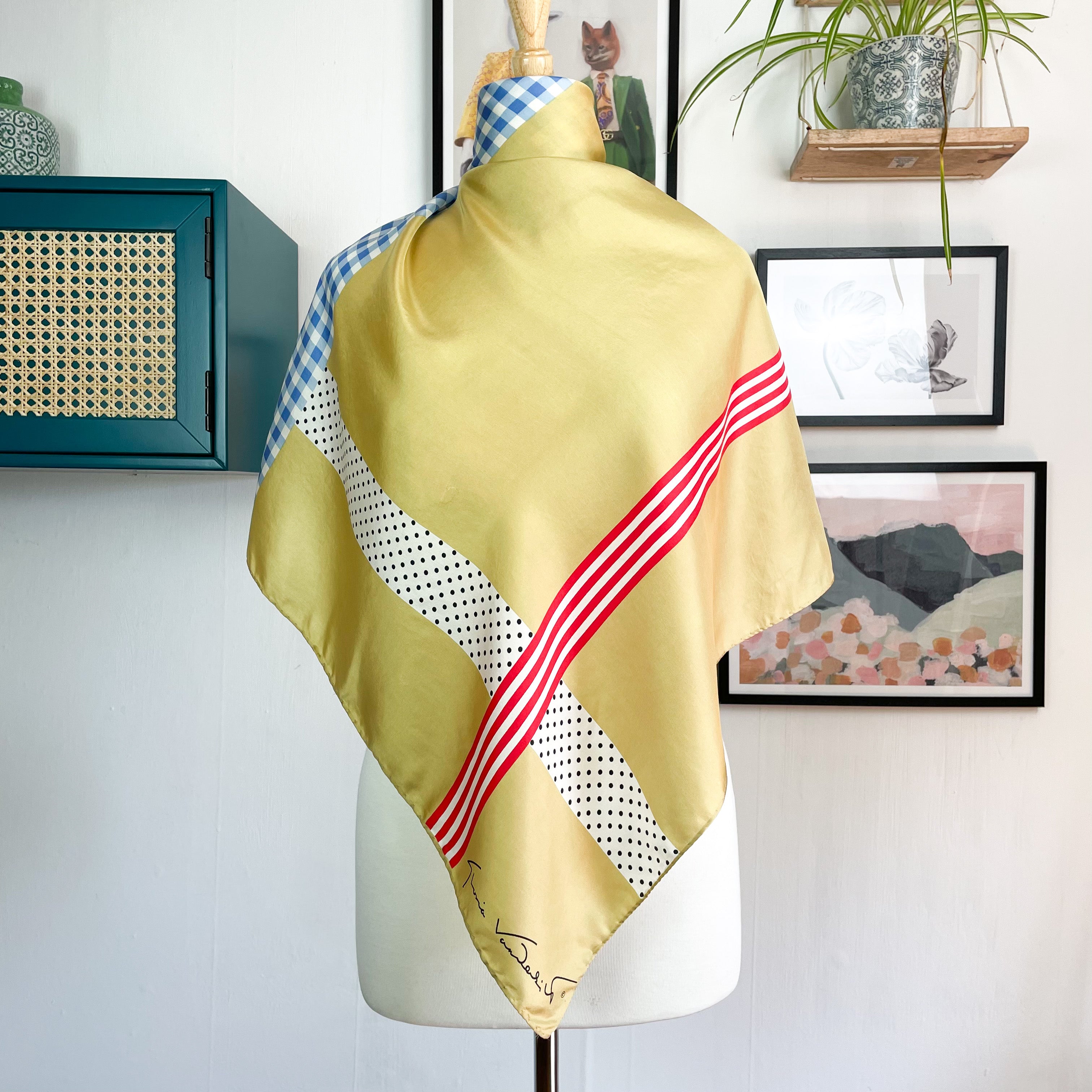 Gloria Vanderbilt Geometric Design Vintage Silk Scarf