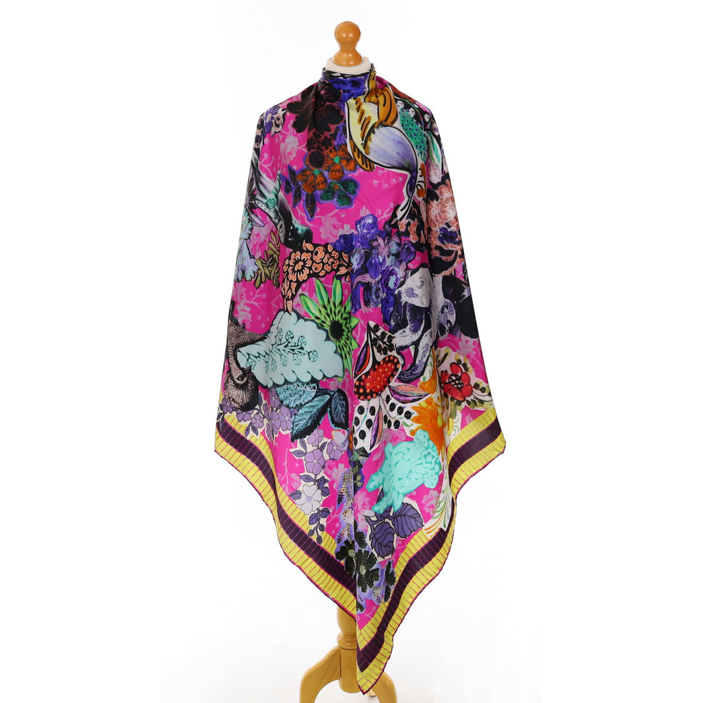 Large Brand New Jane Carr Multi Coloured Silk Scarf
