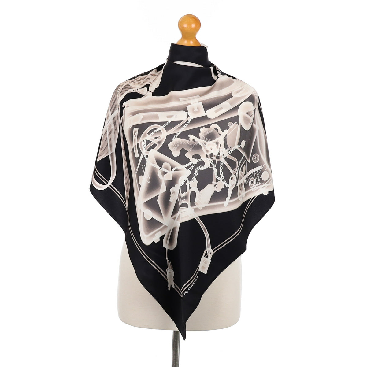 Hermès 70 Please Check In Silk Scarf