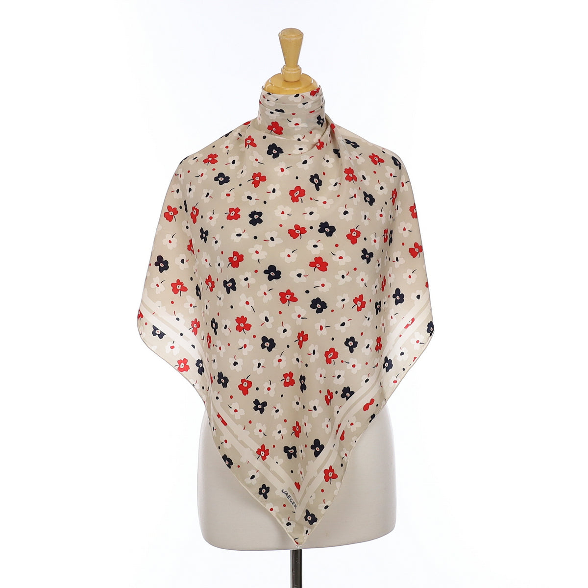 Jaeger Cream Floral Vintage Silk Scarf