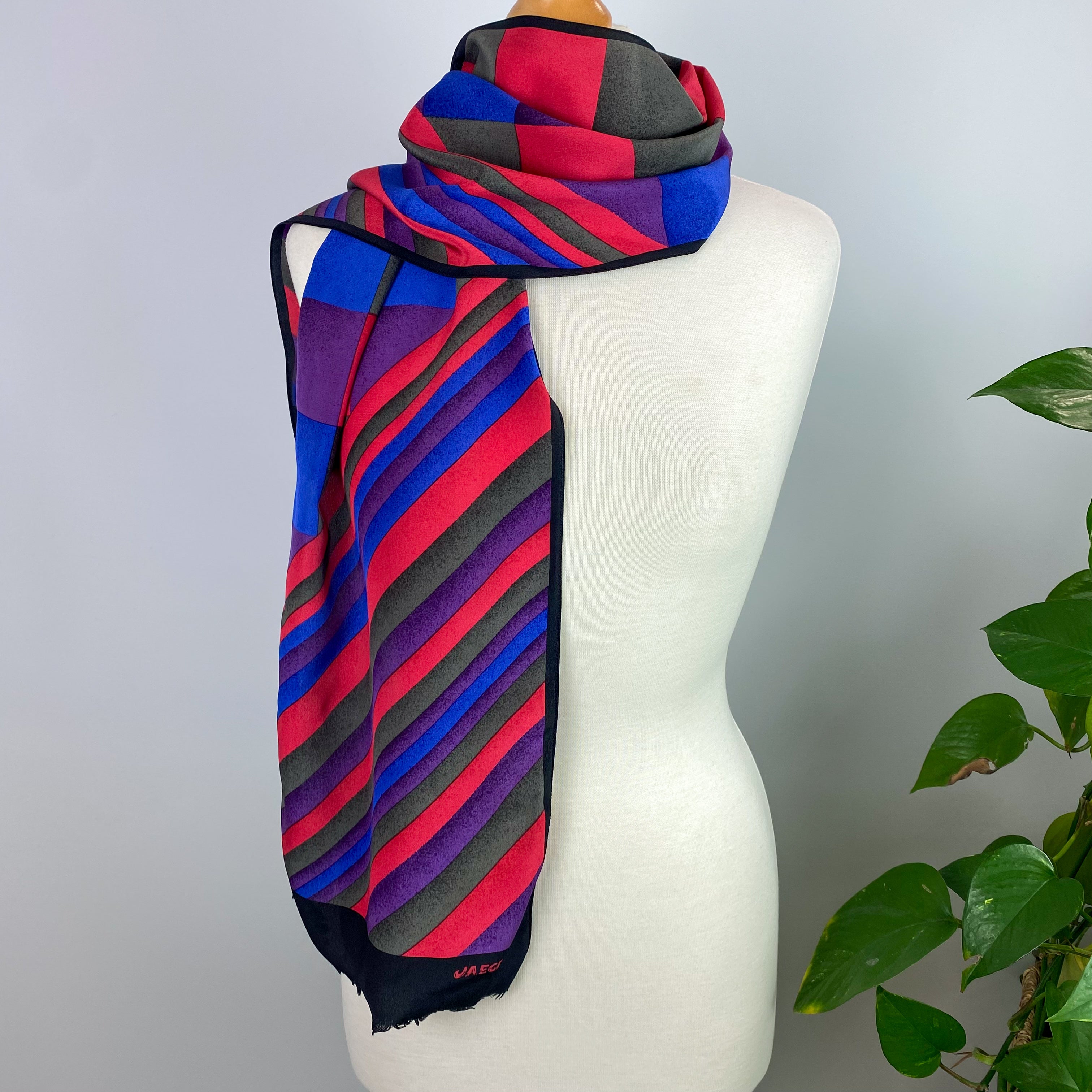 Jaeger Striped Long Silk Scarf