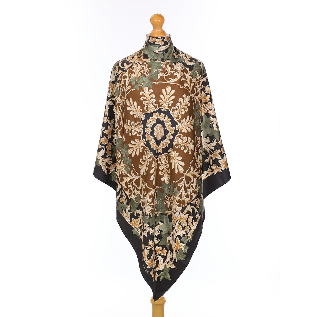 Jaeger Baroque Leaf Design Vintage Silk Scarf