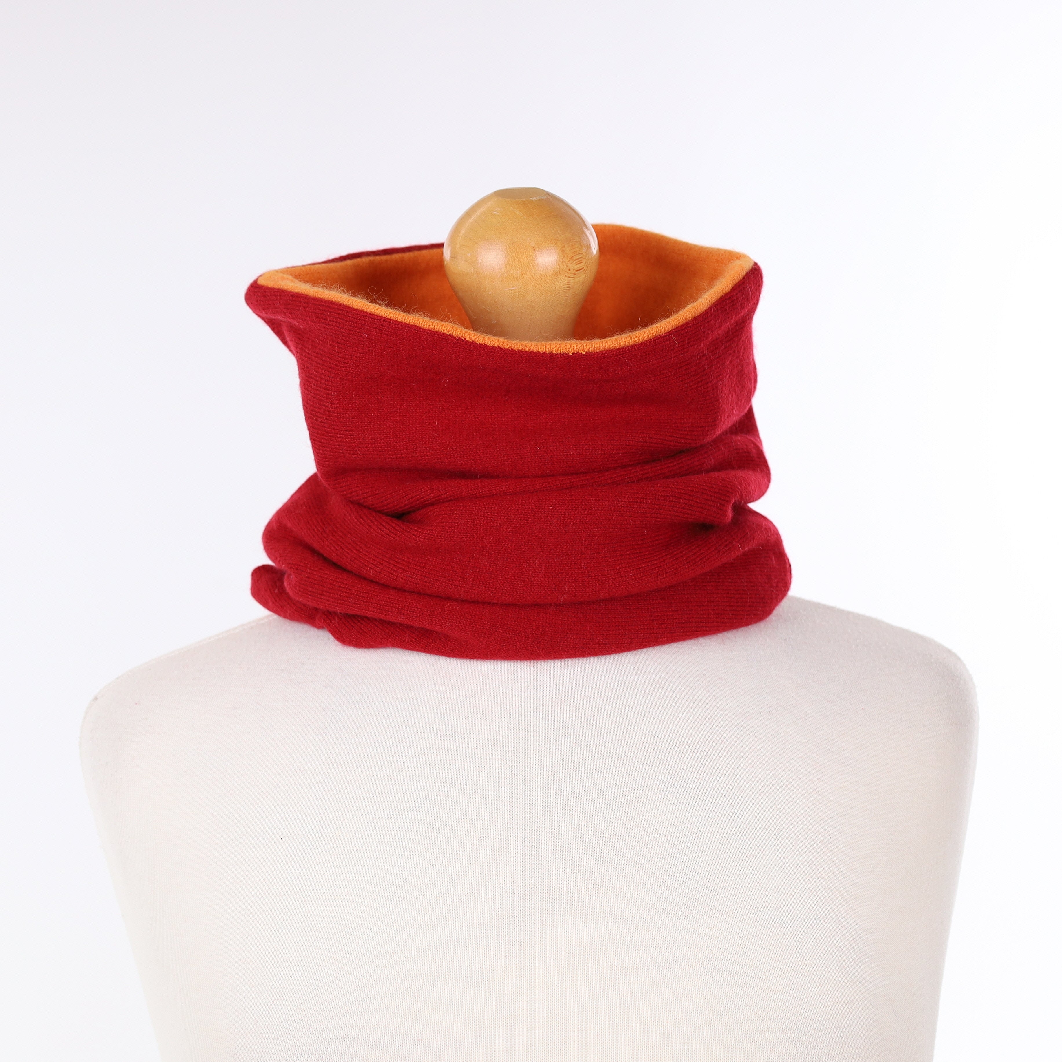 Crimson Red and Orange Luxury Double Layered Snood
