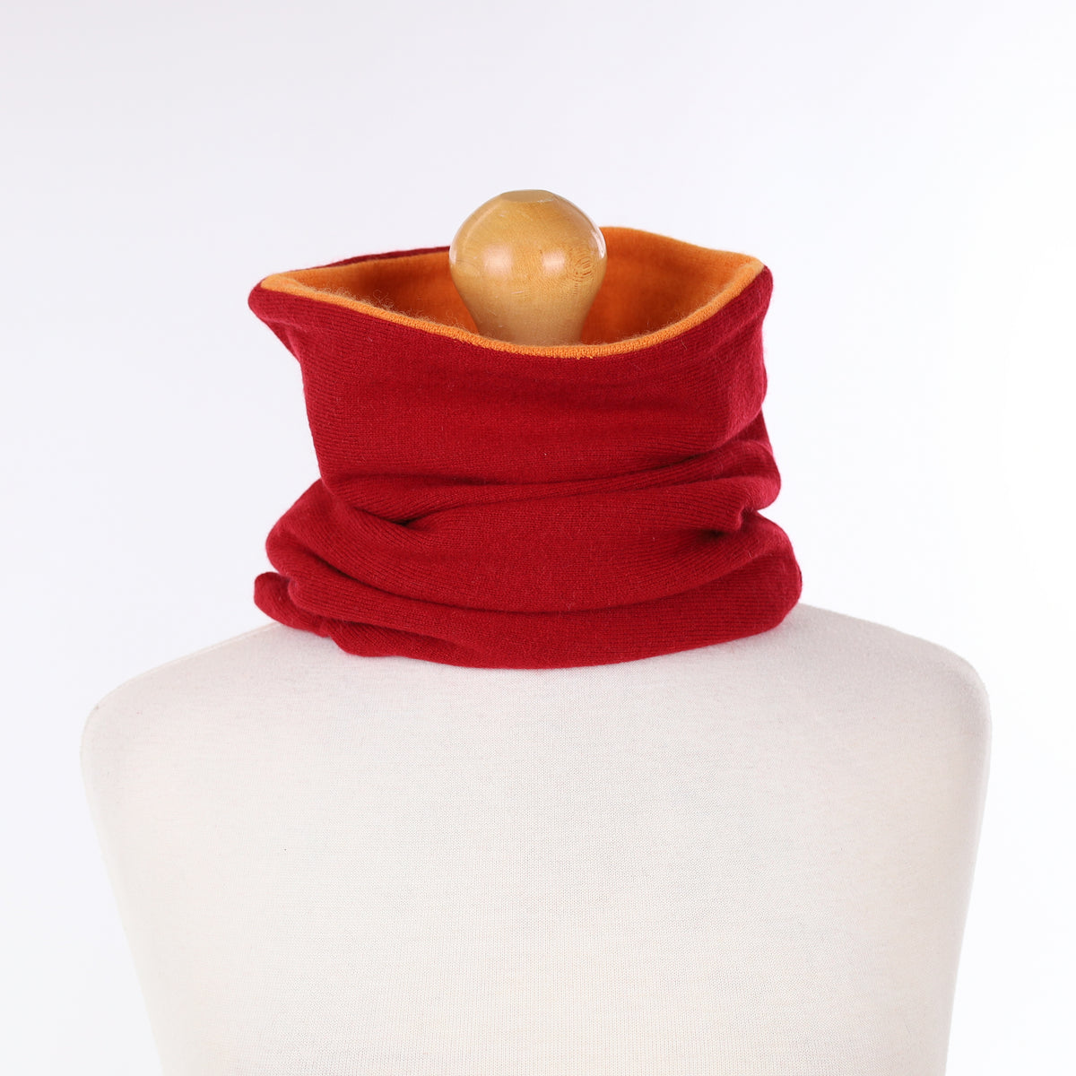 Crimson Red and Orange Luxury Double Layered Snood