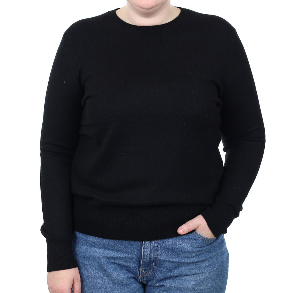 Black Cashmere Crew Neck Jumper Large
