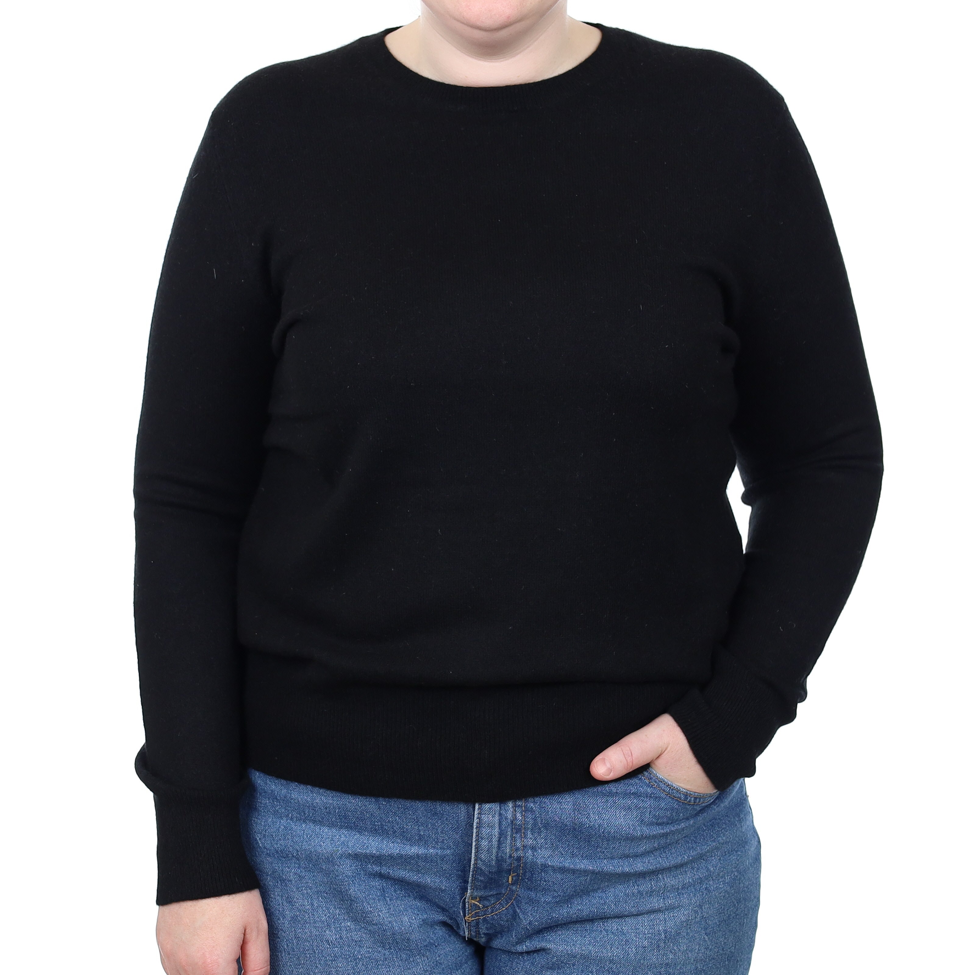 Black Cashmere Crew Neck Jumper Large