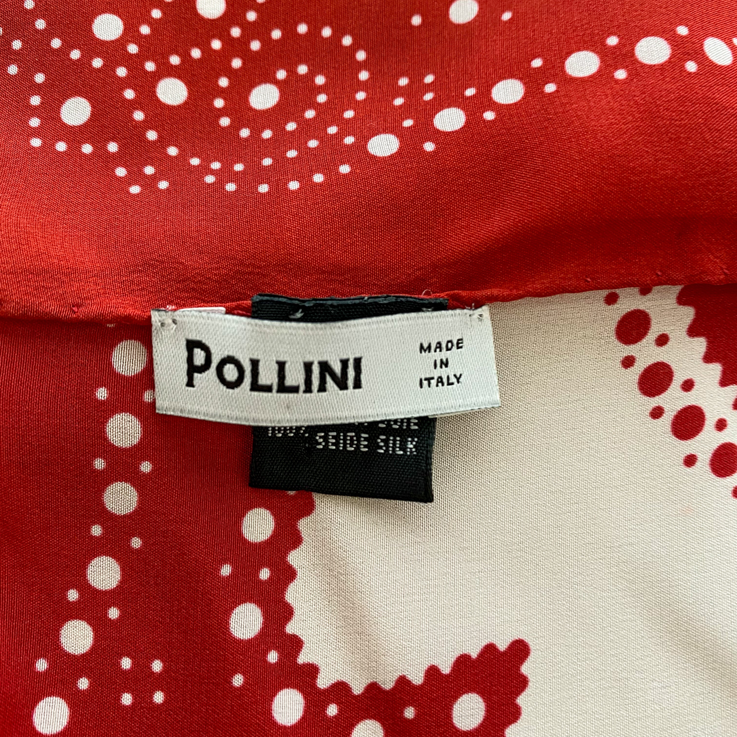 Pollini Red and White Designer Silk Scarf