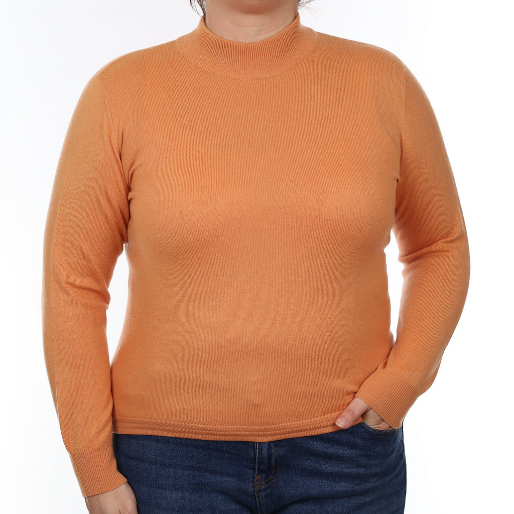Sunset Orange Cashmere Turtle Neck Jumper Large