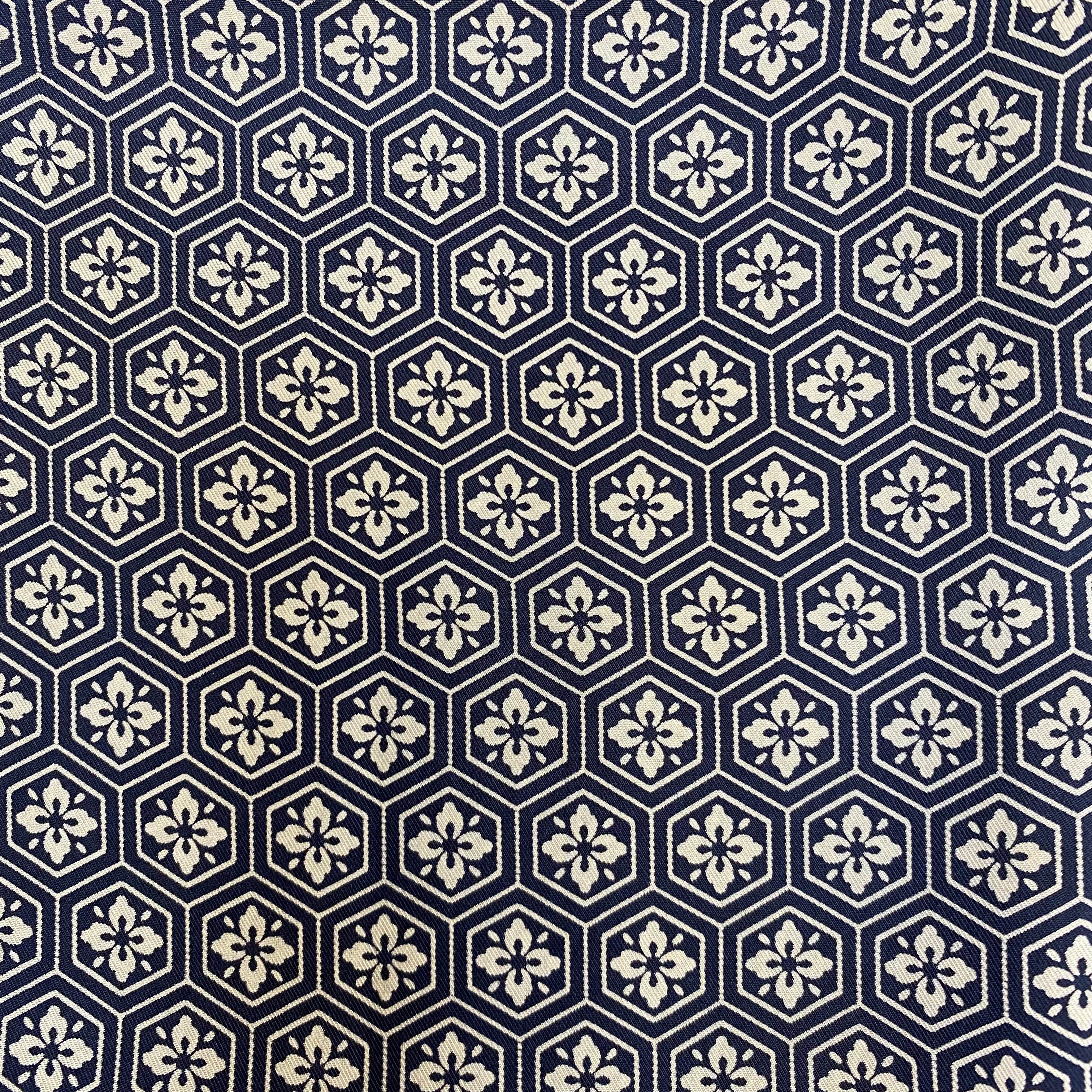 Navy Geometric Silk Scarf