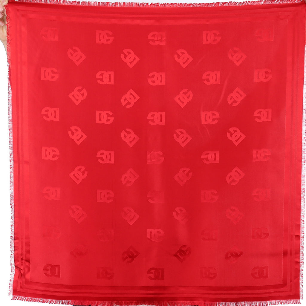 Dolce & Gabbana Red Logo Silk Scarf