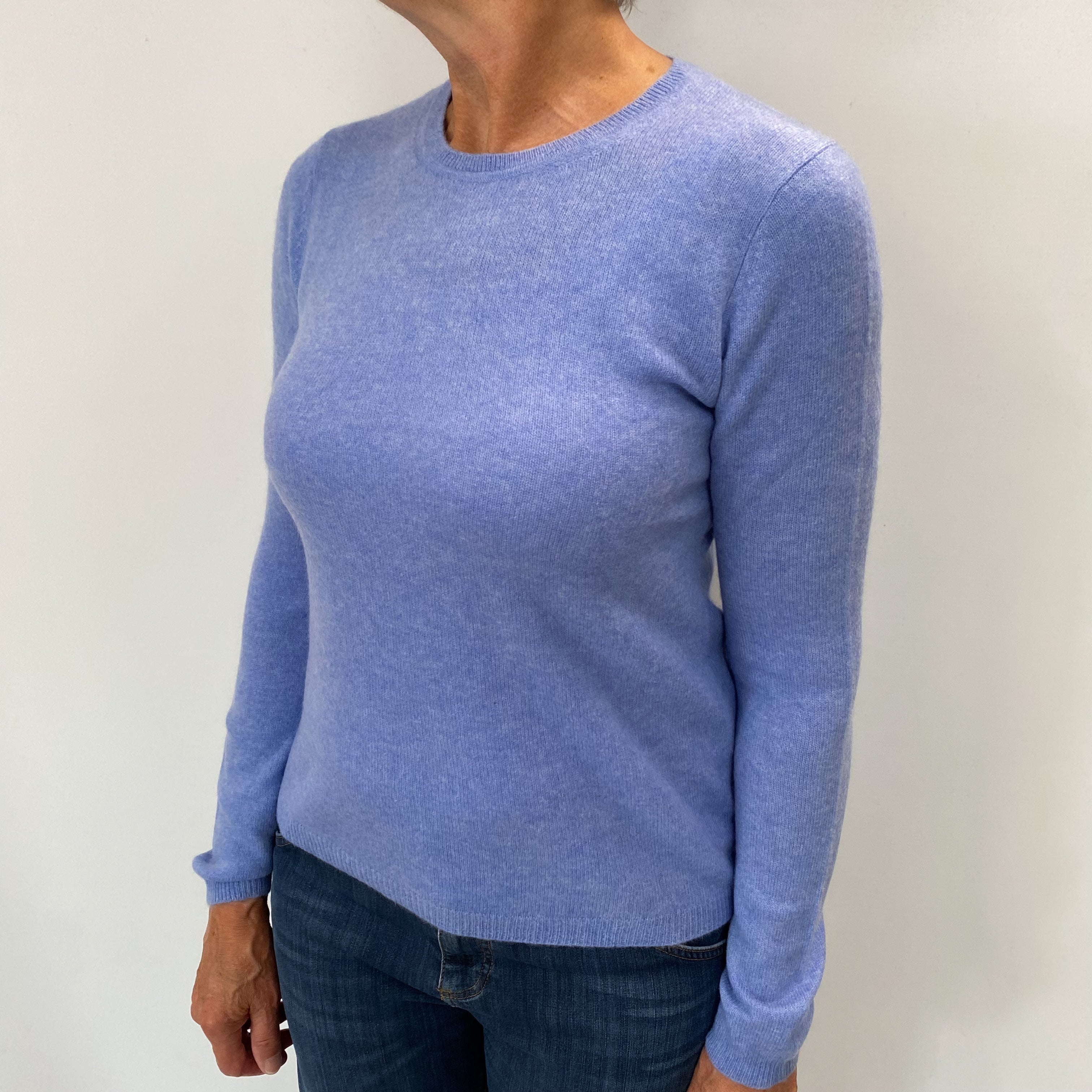 Cornflower Blue Cashmere Crew Neck Jumper Medium
