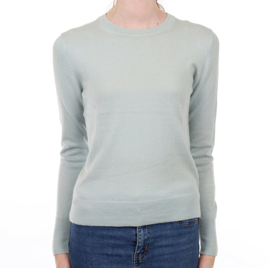 Mint Blue Cashmere Crew Neck Jumper Extra Small
