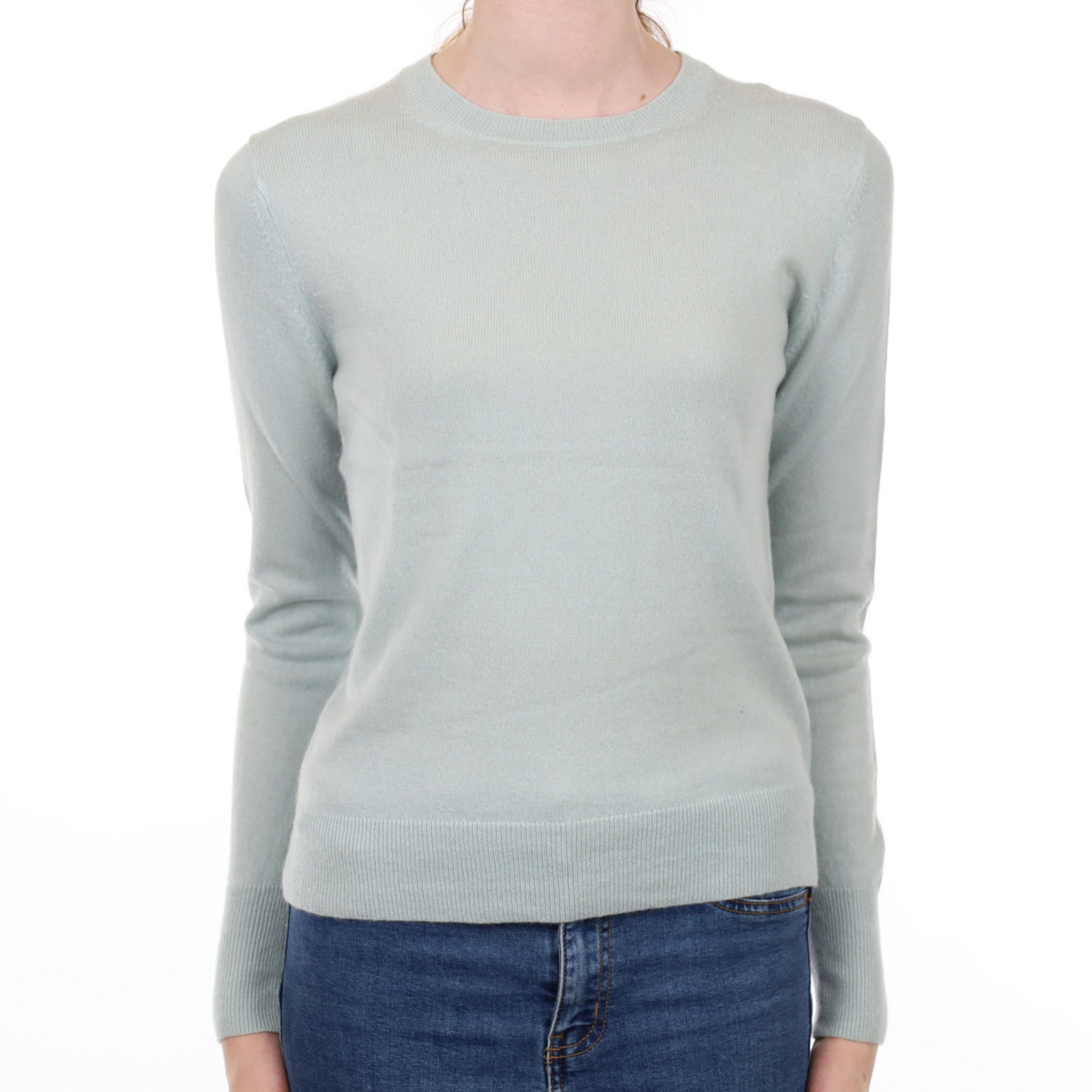 Mint Blue Cashmere Crew Neck Jumper Extra Small