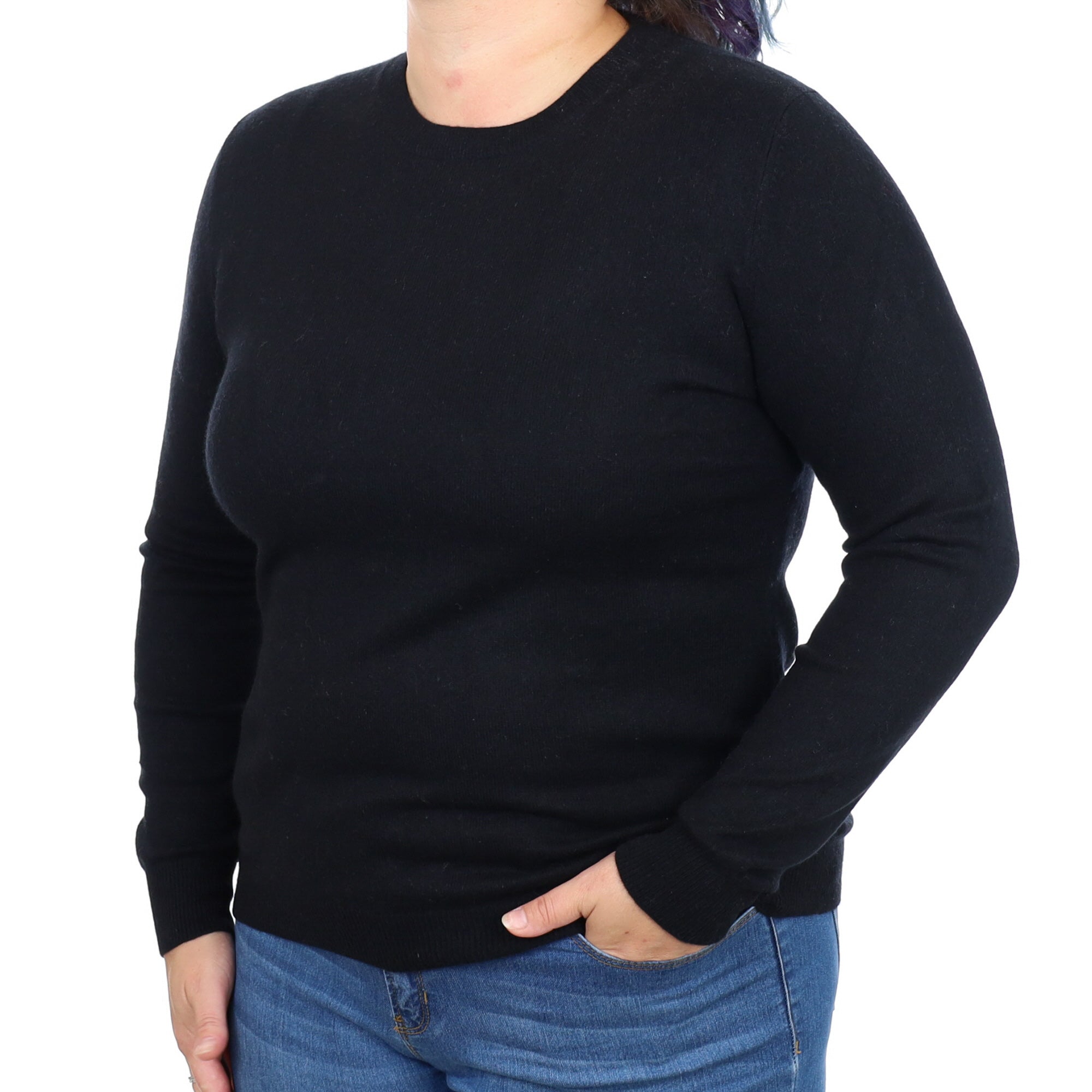 Black Cashmere Crew Neck Jumper Large