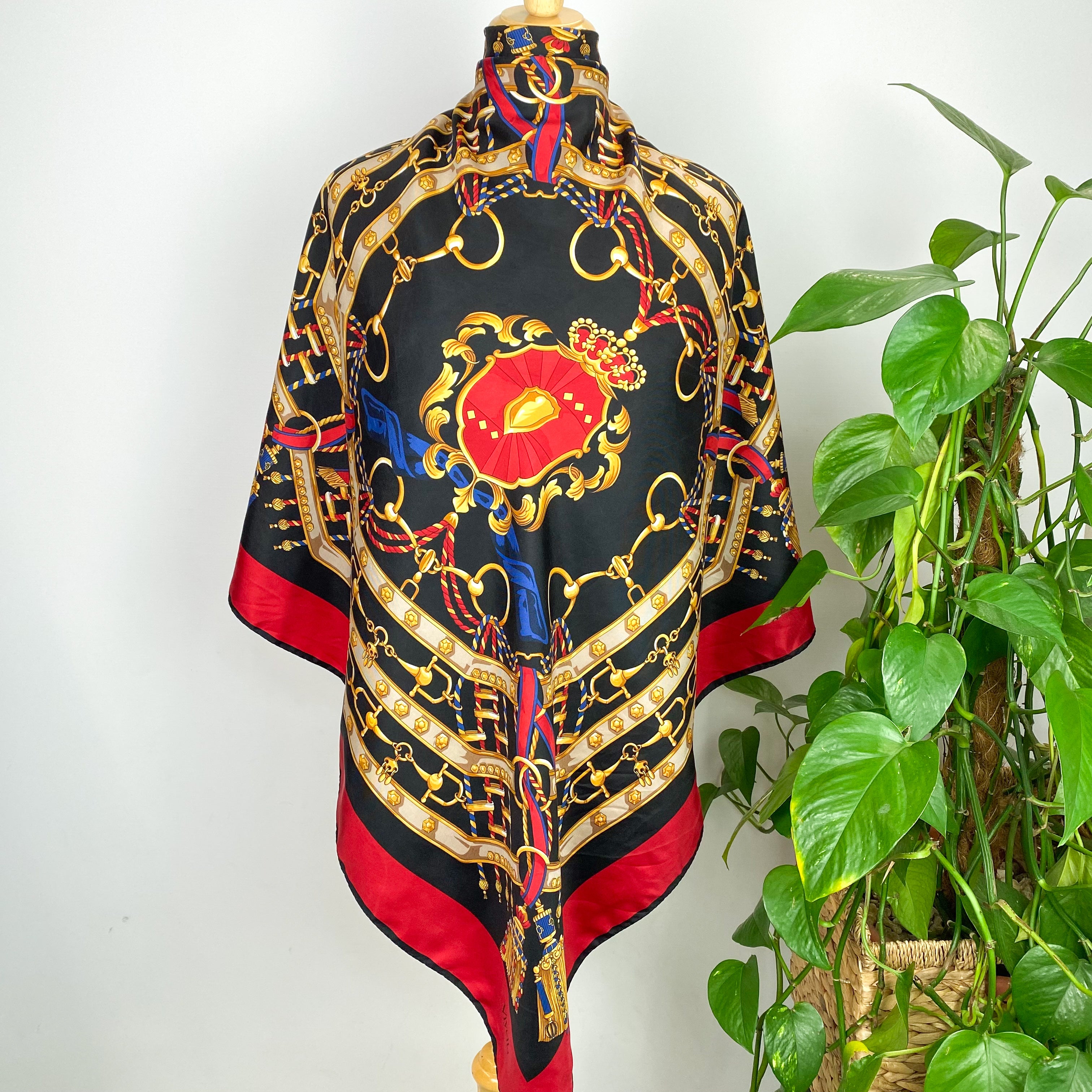 Black, Red and Gold Viyella Silk Scarf