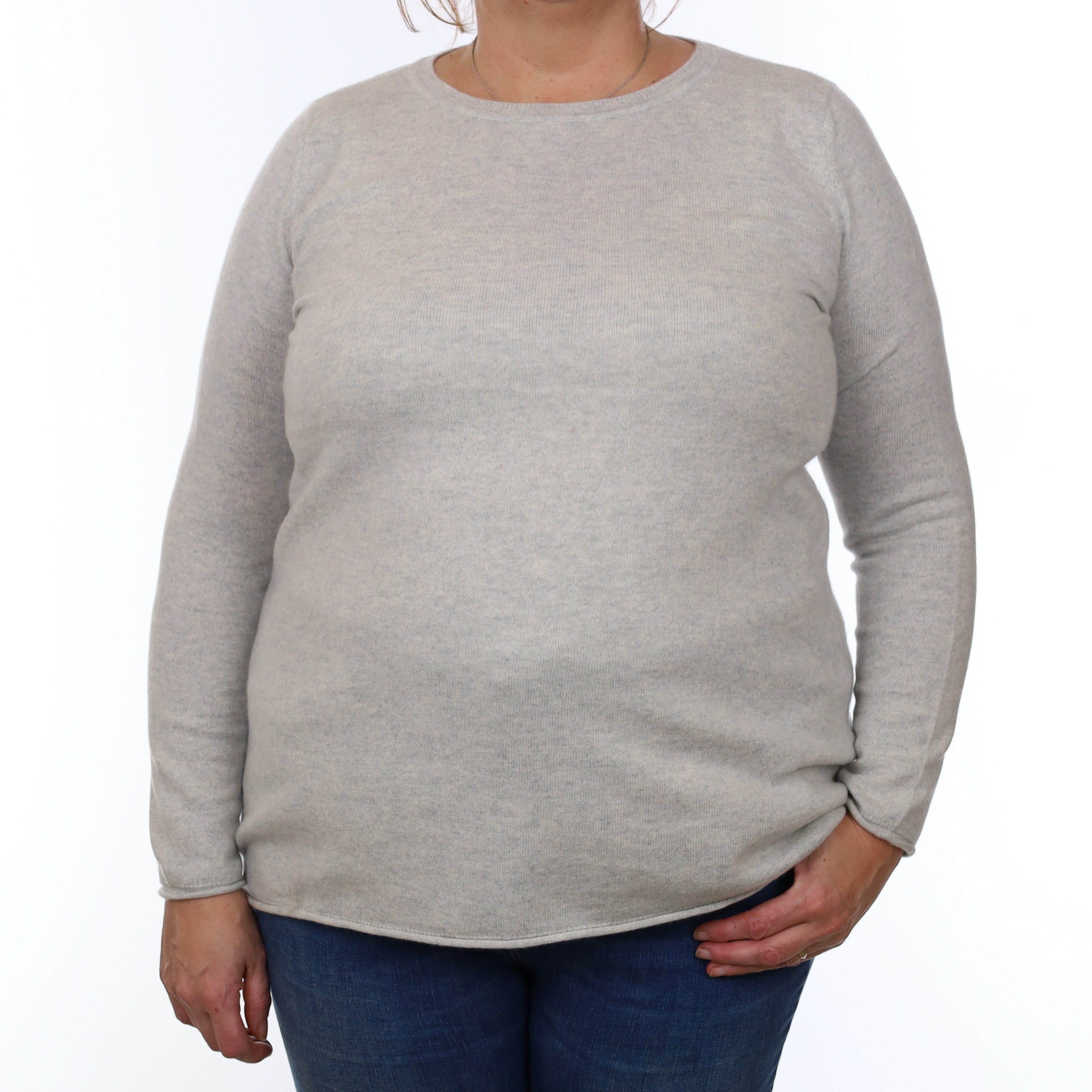 Mist Grey Cashmere Crew Neck Jumper Extra Large