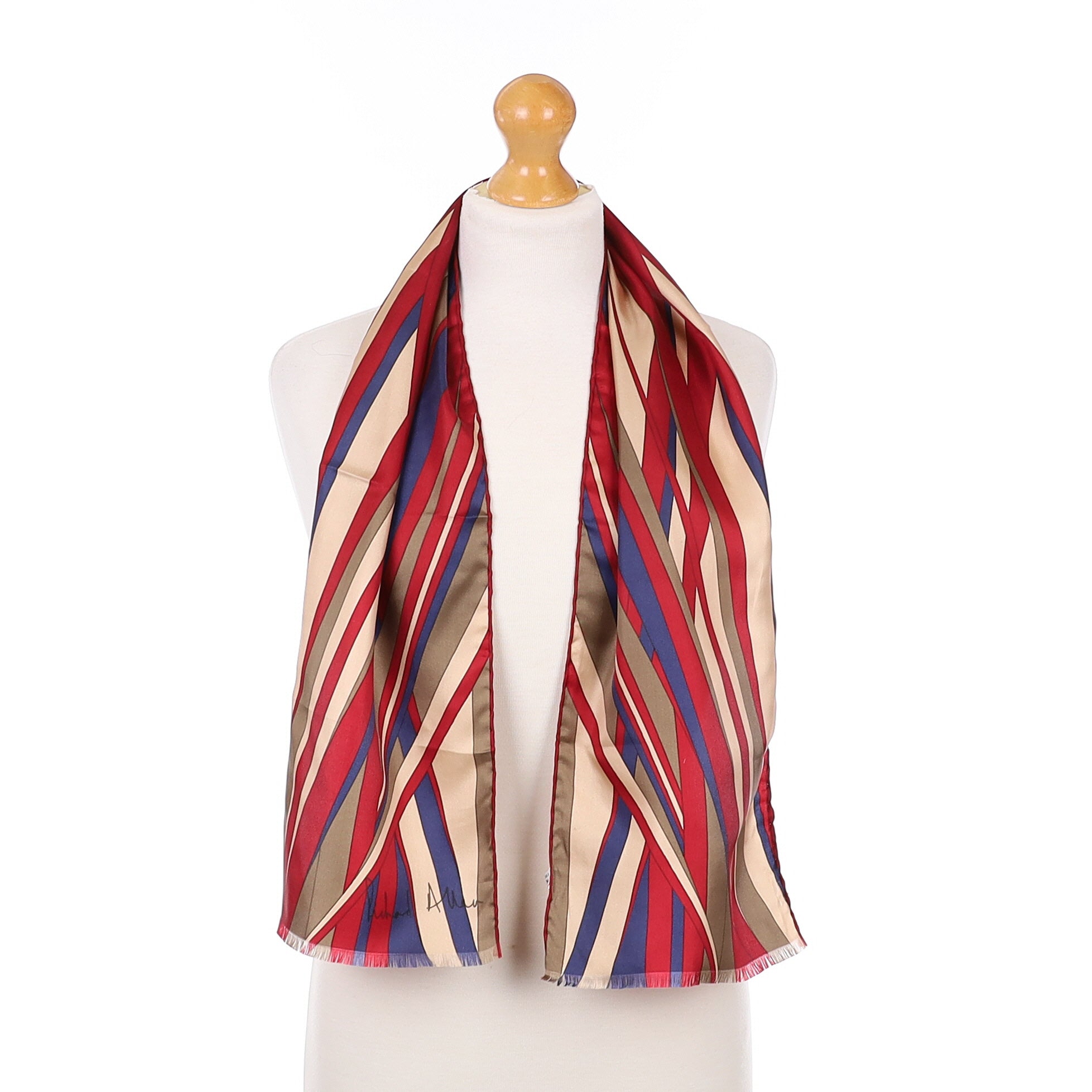 1970’s Richard Allan Red Stripe Silk Scarf