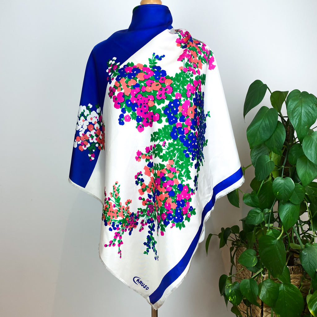 Caruso Italian Floral Vintage Silk Scarf